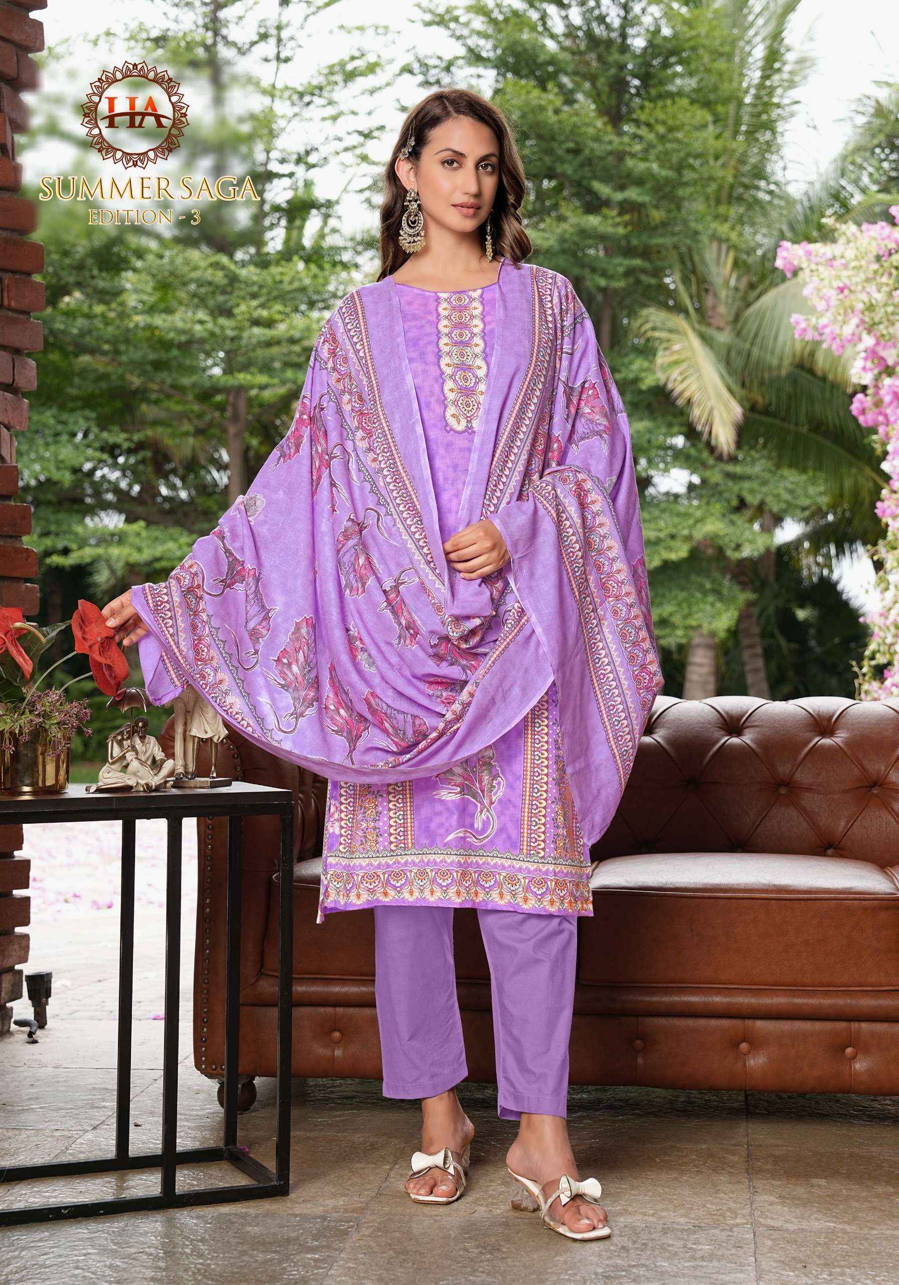 Harshit Fashion Summer Saga Edition 3 Cotton Salwar Kameez Wholesale Rate ( 8 Pcs Catalog )
