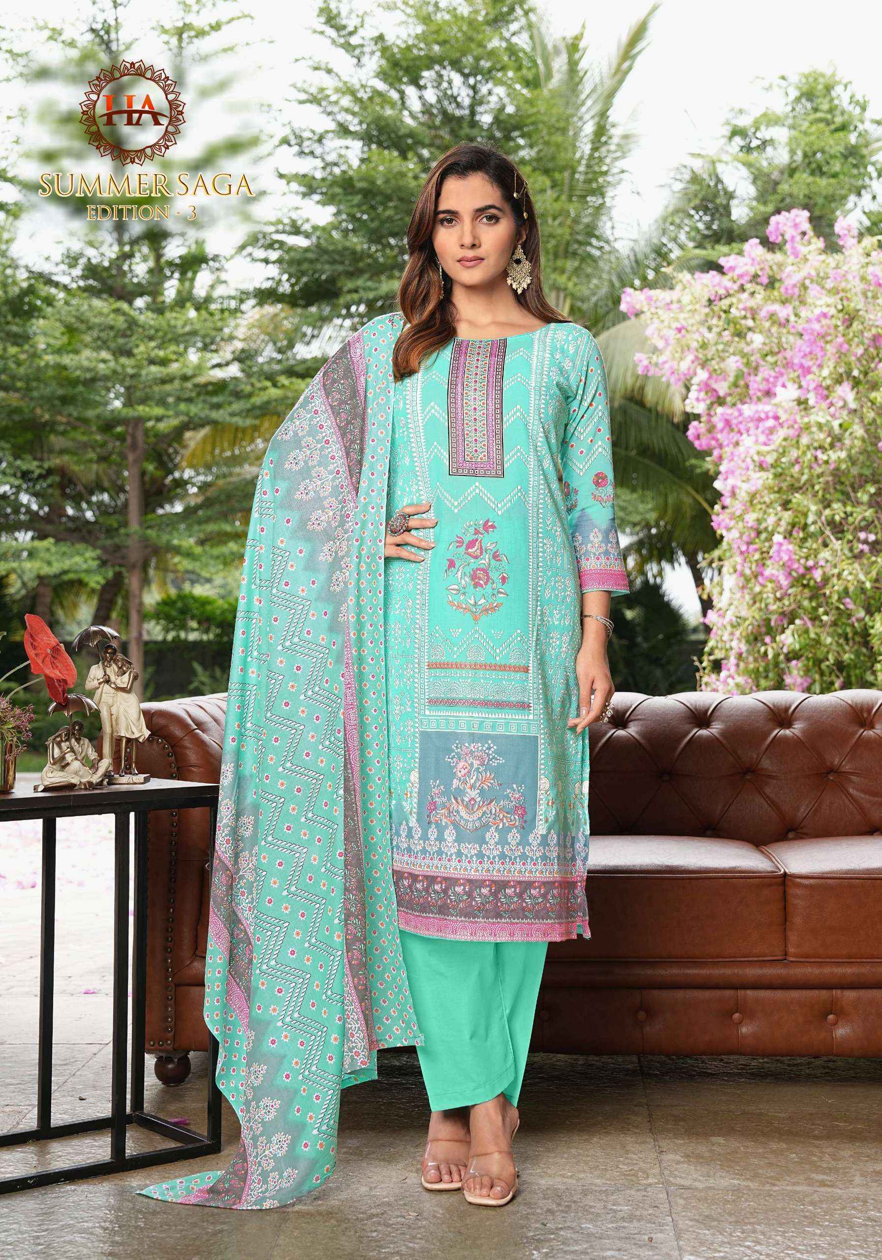 Harshit Fashion Summer Saga Edition 3 Cotton Salwar Kameez Wholesale Rate ( 8 Pcs Catalog )