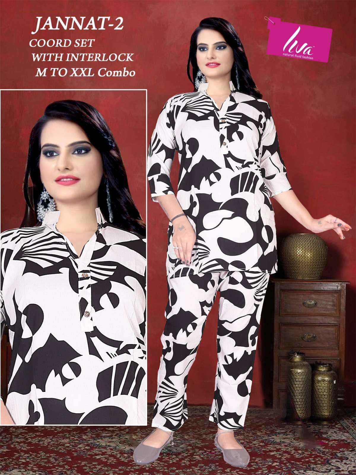 HIVA DESIGNER JANNAT VOL 8 RAYON PRINT FANCY SUMMER WEAR CO-ORD SET WHOLESALE RATE ( 4 PCS CATAOG )