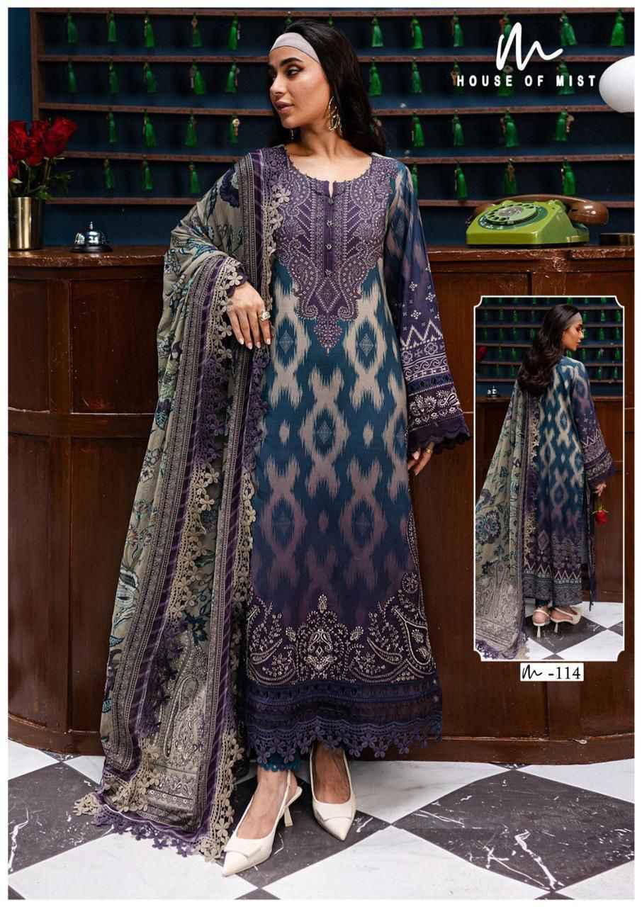 HOUSE OF MIST GHAZAL VOL-12 PURE COTTON DRESS MATERIAL AT WHOLESALE PRICE ( 6 PCS CATALOG )