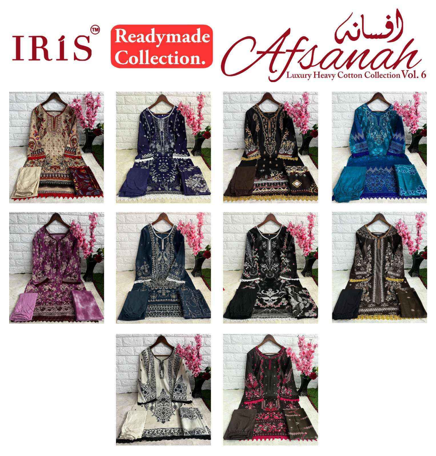 Iris Afsanah Vol 6 Readymade Cotton Pakistani Dress Material ( 10 pcs Catalogue )