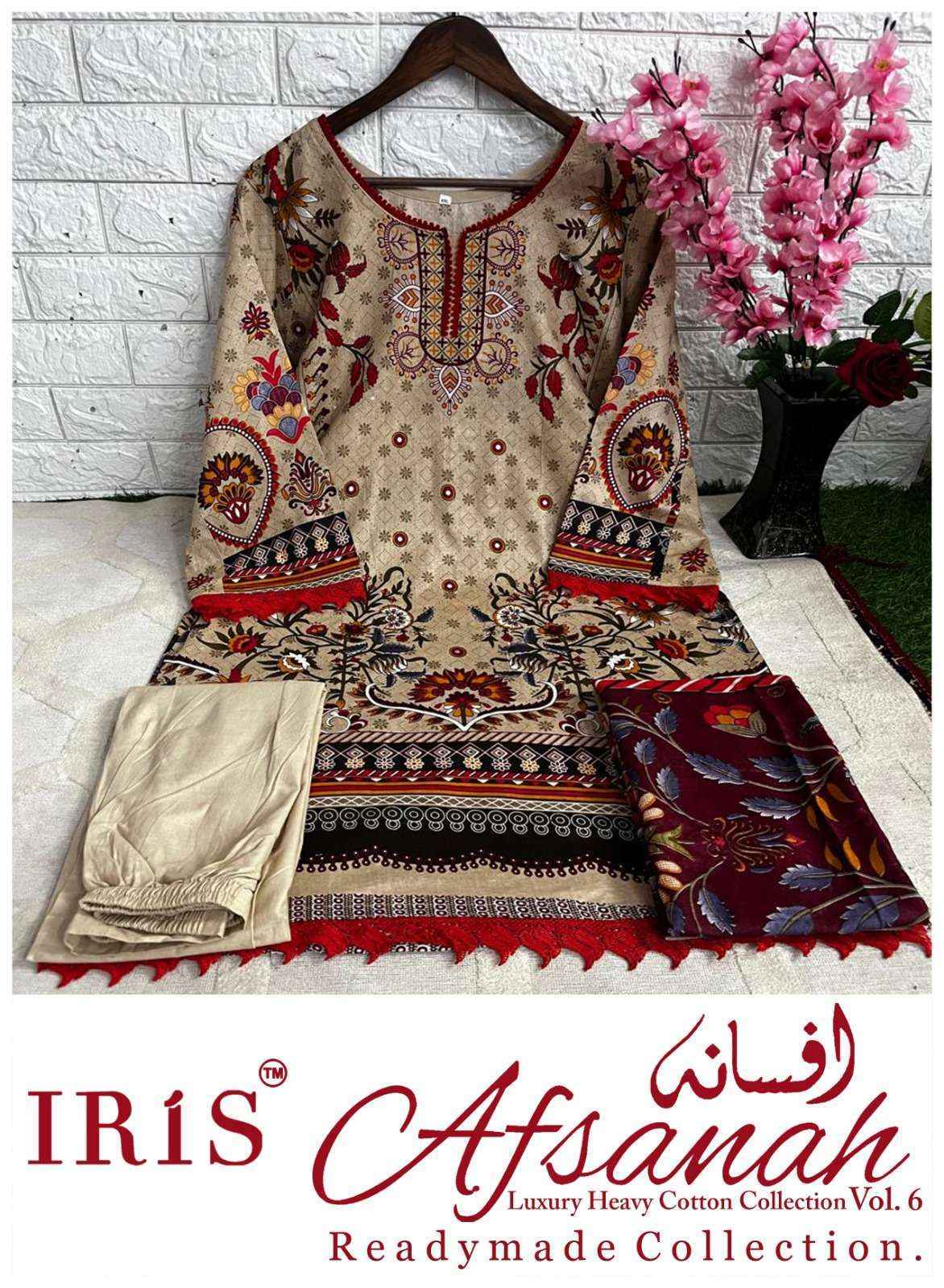 Iris Afsanah Vol 6 Readymade Cotton Pakistani Dress Material ( 10 pcs Catalogue )