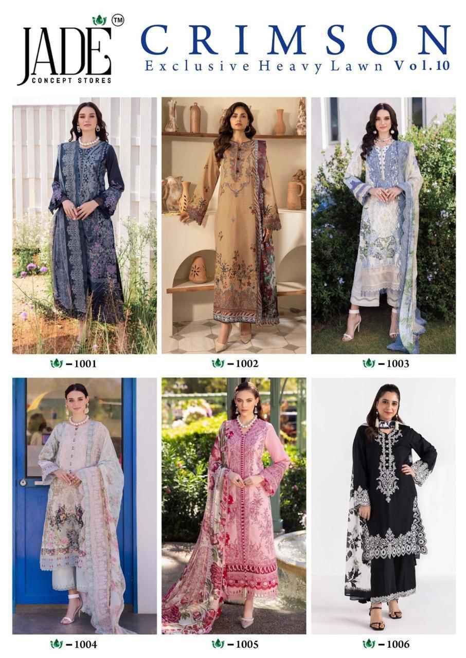 JADE CRIMSON VOL 10 LAWN PAKISTANI DRESS MATERIAL AT WHOLESALE PRICE ( 6 PCS CATALOG )