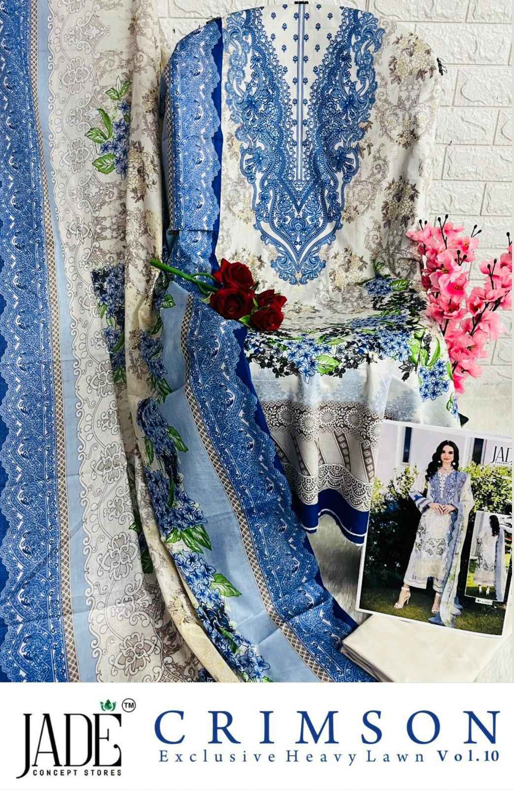 JADE CRIMSON VOL 10 LAWN PAKISTANI DRESS MATERIAL AT WHOLESALE PRICE ( 6 PCS CATALOG )