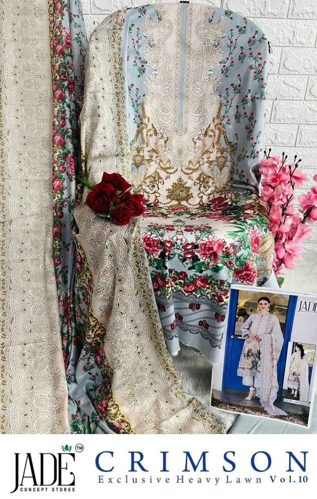 JADE CRIMSON VOL 10 LAWN PAKISTANI DRESS MATERIAL AT WHOLESALE PRICE ( 6 PCS CATALOG )