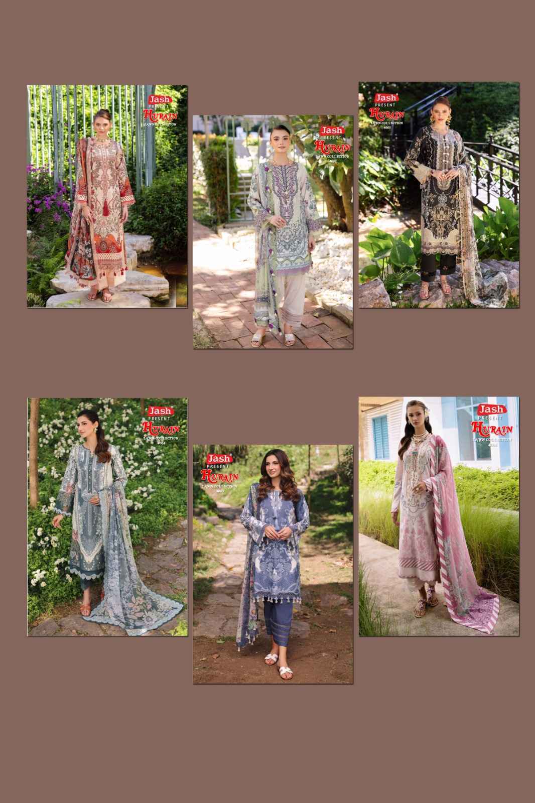 JASH HURAIN VOL-4 PURE LOWN COTTON DRESS MATERIAL AT WHOLESALE PRICE ( 6 PCS CATALOGUE )