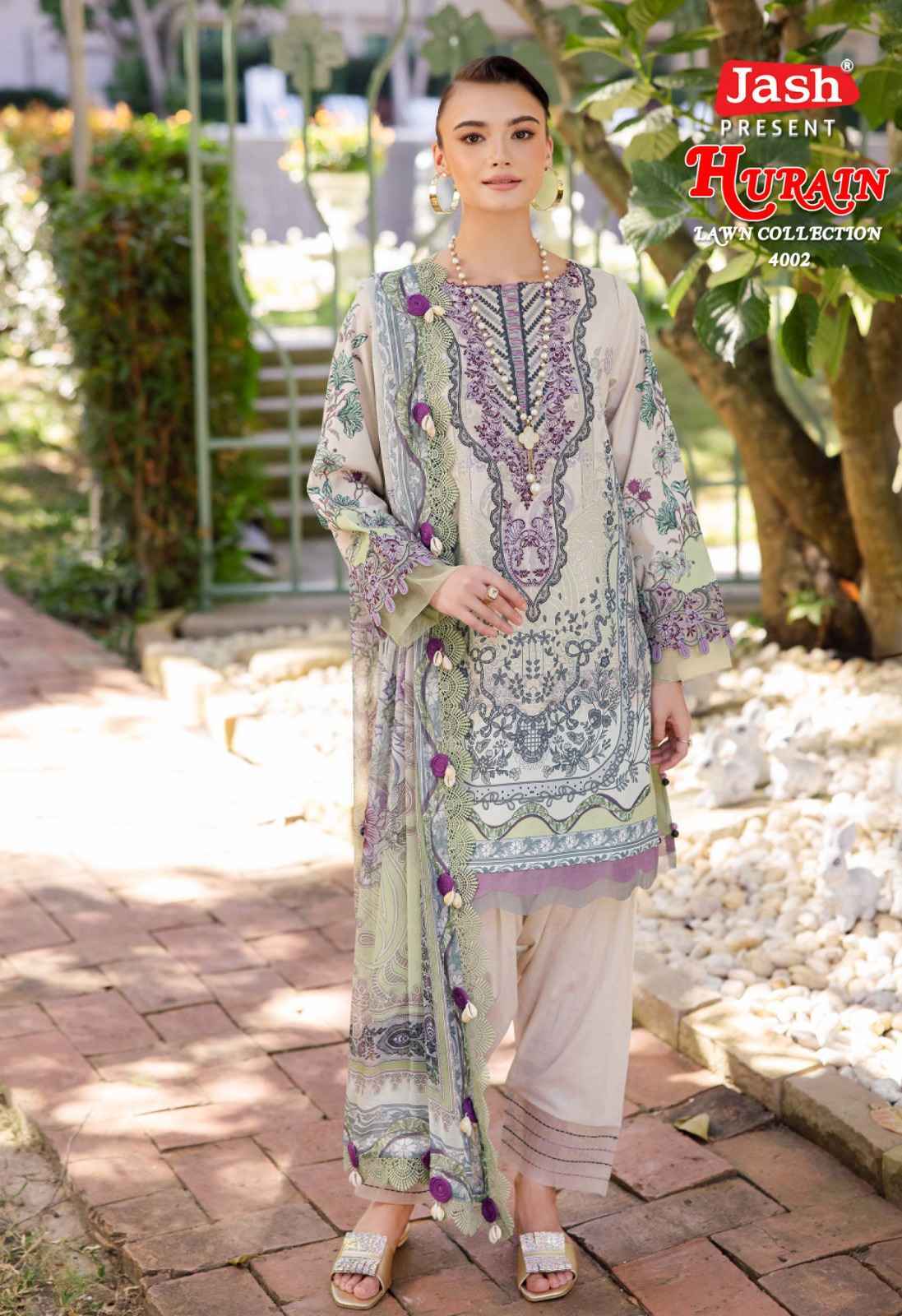JASH HURAIN VOL-4 PURE LOWN COTTON DRESS MATERIAL AT WHOLESALE PRICE ( 6 PCS CATALOGUE )