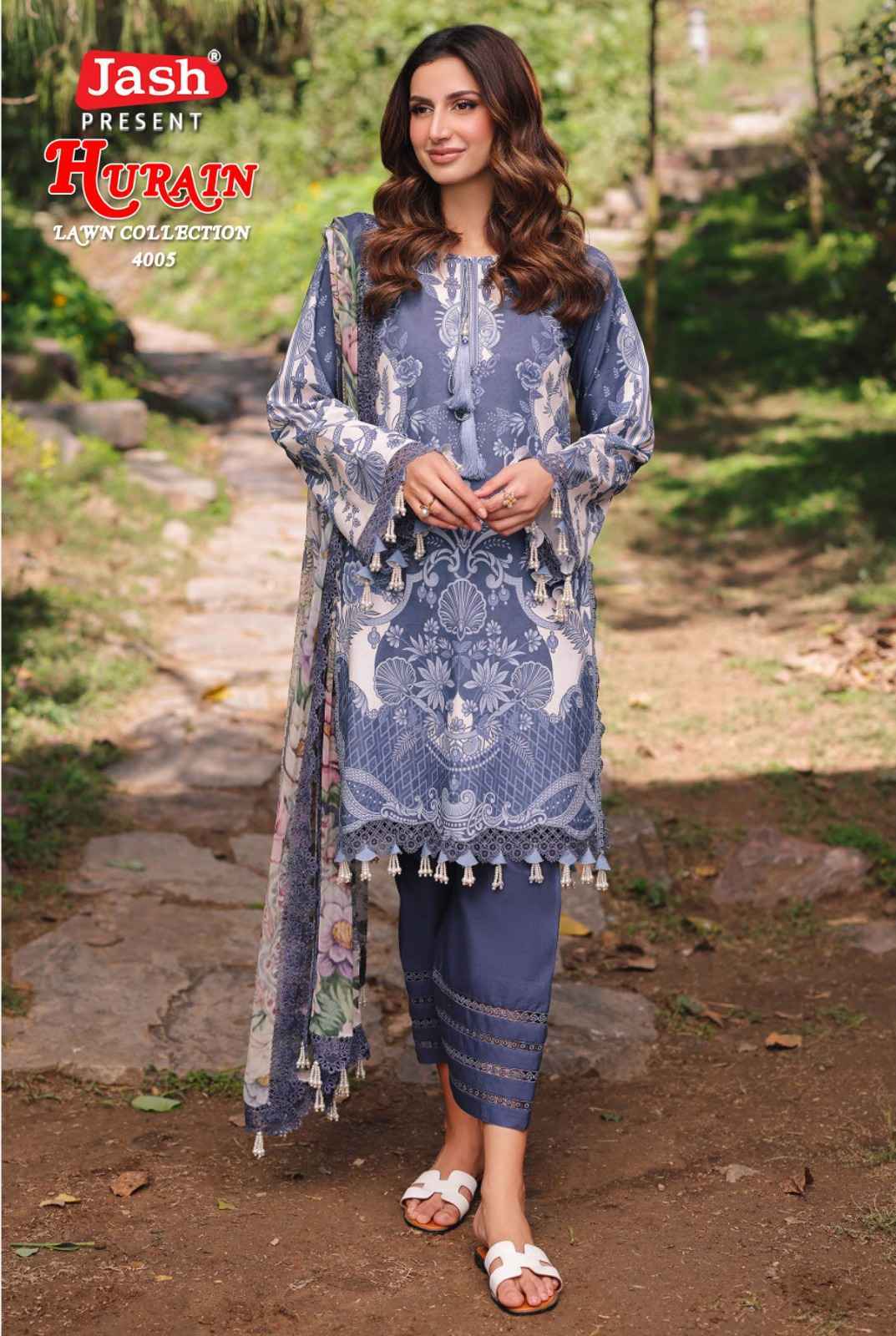 JASH HURAIN VOL-4 PURE LOWN COTTON DRESS MATERIAL AT WHOLESALE PRICE ( 6 PCS CATALOGUE )