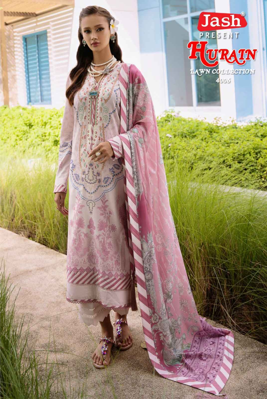 JASH HURAIN VOL-4 PURE LOWN COTTON DRESS MATERIAL AT WHOLESALE PRICE ( 6 PCS CATALOGUE )