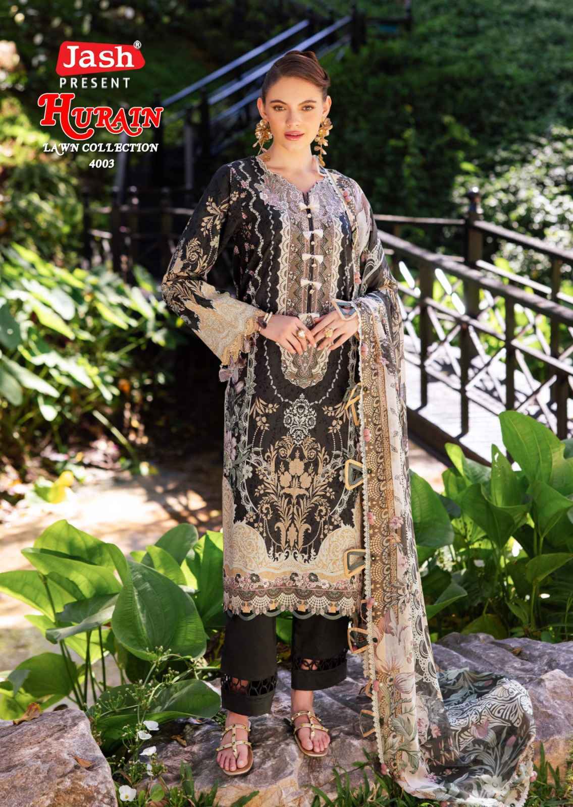 JASH HURAIN VOL-4 PURE LOWN COTTON DRESS MATERIAL AT WHOLESALE PRICE ( 6 PCS CATALOGUE )