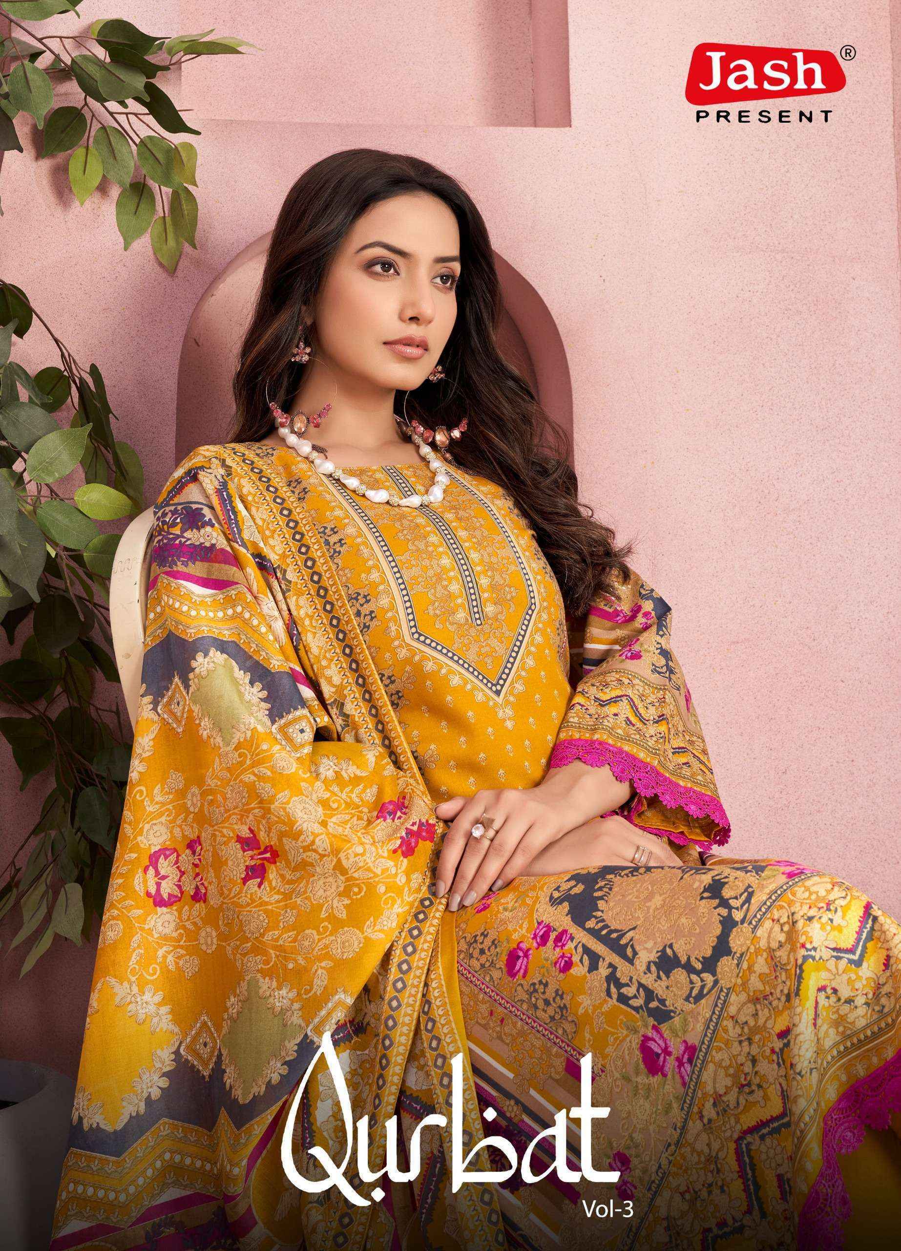 Jash Qurbat Vol-3 Cotton Dress Material Wholesale Surat (8 pcs Catalogue)