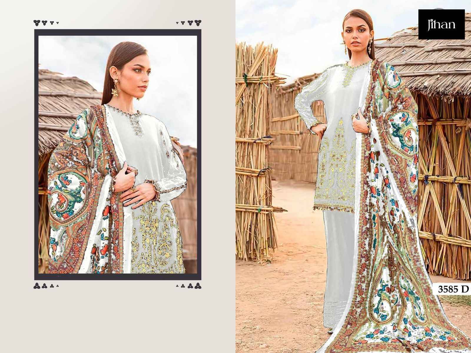 Jihan 3585 Rayon Cotton Suits New Catalog Wholesale Price ( 5 pcs Catalogue )