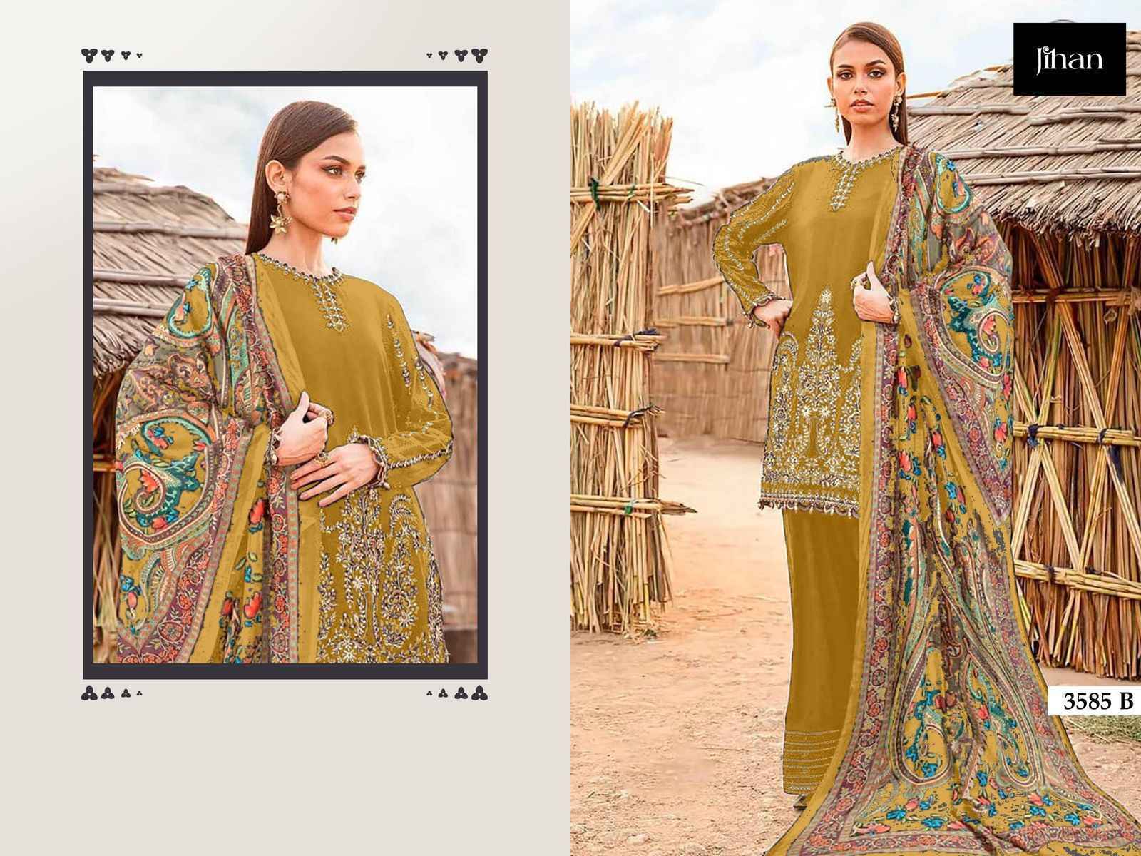 Jihan 3585 Rayon Cotton Suits New Catalog Wholesale Price ( 5 pcs Catalogue )