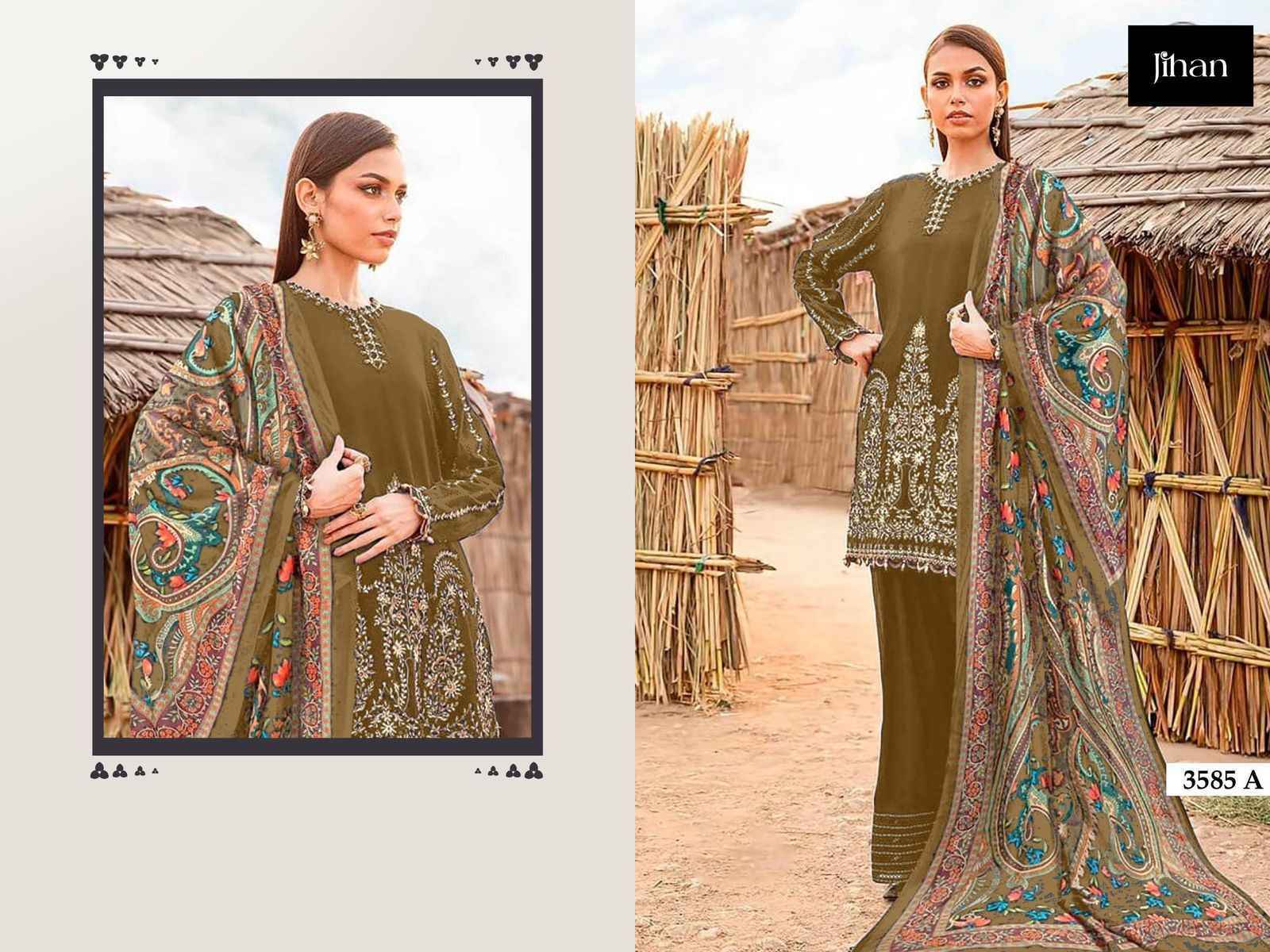 Jihan 3585 Rayon Cotton Suits New Catalog Wholesale Price ( 5 pcs Catalogue )