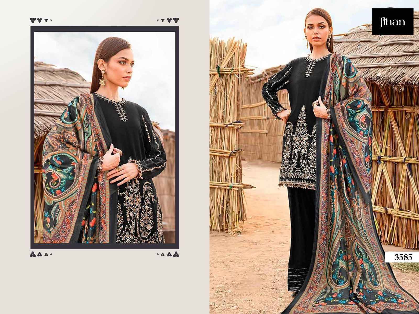 Jihan 3585 Rayon Cotton Suits New Catalog Wholesale Price ( 5 pcs Catalogue )