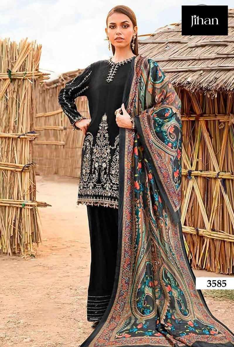 Jihan 3585 Rayon Cotton Suits New Catalog Wholesale Price ( 5 pcs Catalogue )