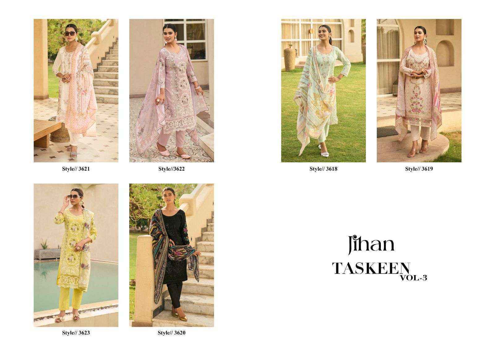 Jihan Taskeen Vol 3 Cotton Salwar Kameez Wholesale Rate ( 6 Pcs Catalog )