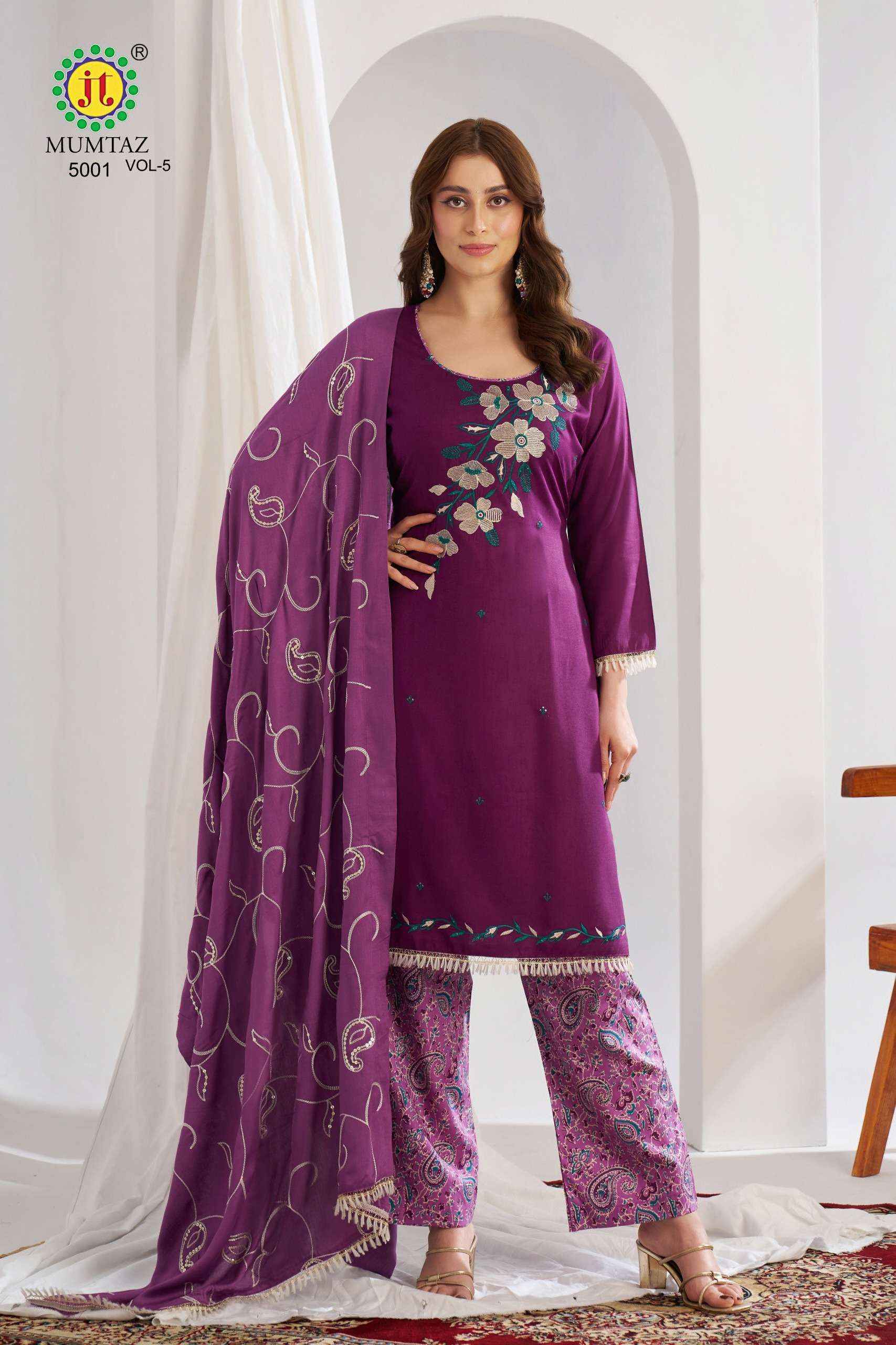 Jt Mumtaz Vol 5 Rayon Dress Material Latest Catalog ( 5 pcs Catalogue )