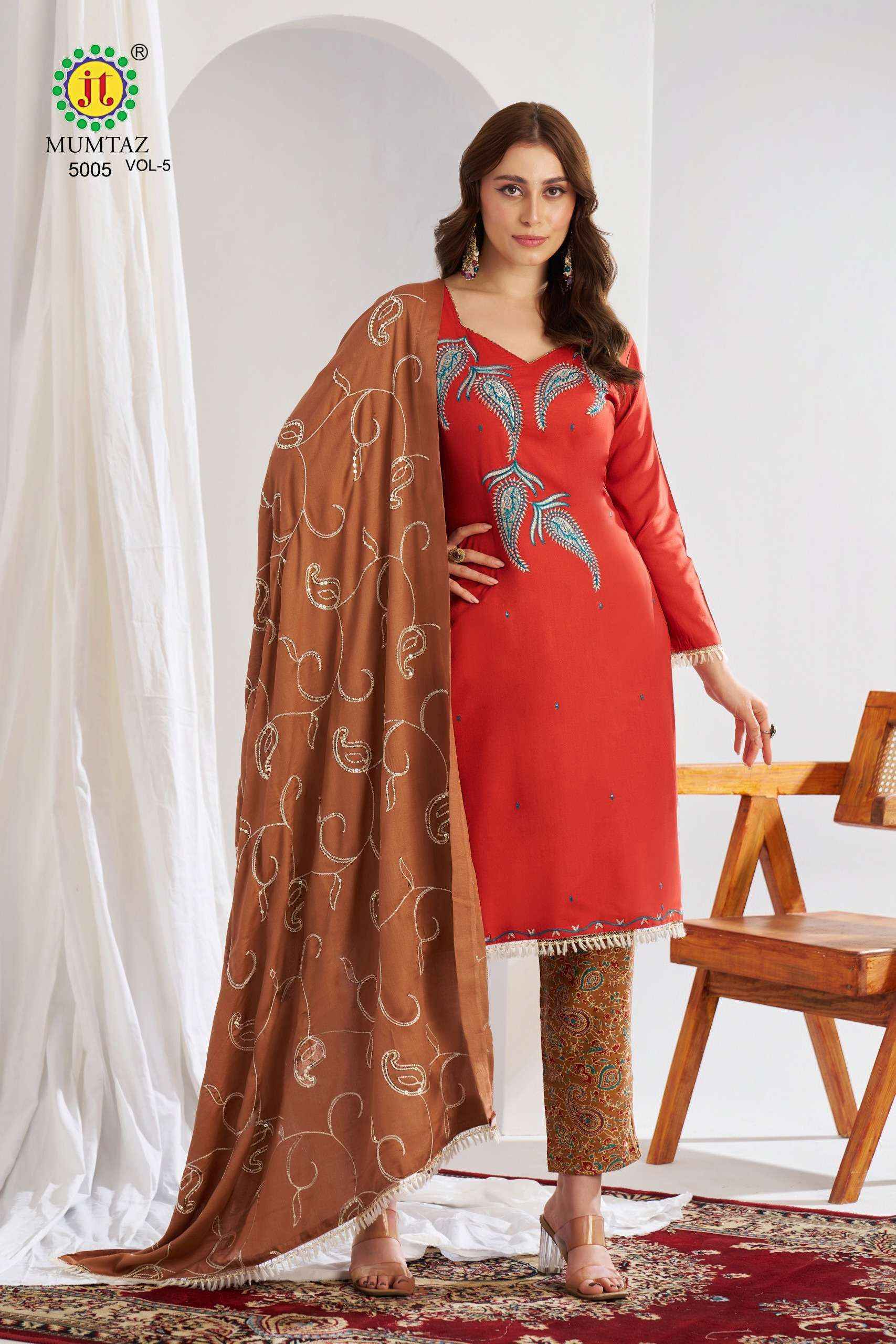 Jt Mumtaz Vol 5 Rayon Dress Material Latest Catalog ( 5 pcs Catalogue )