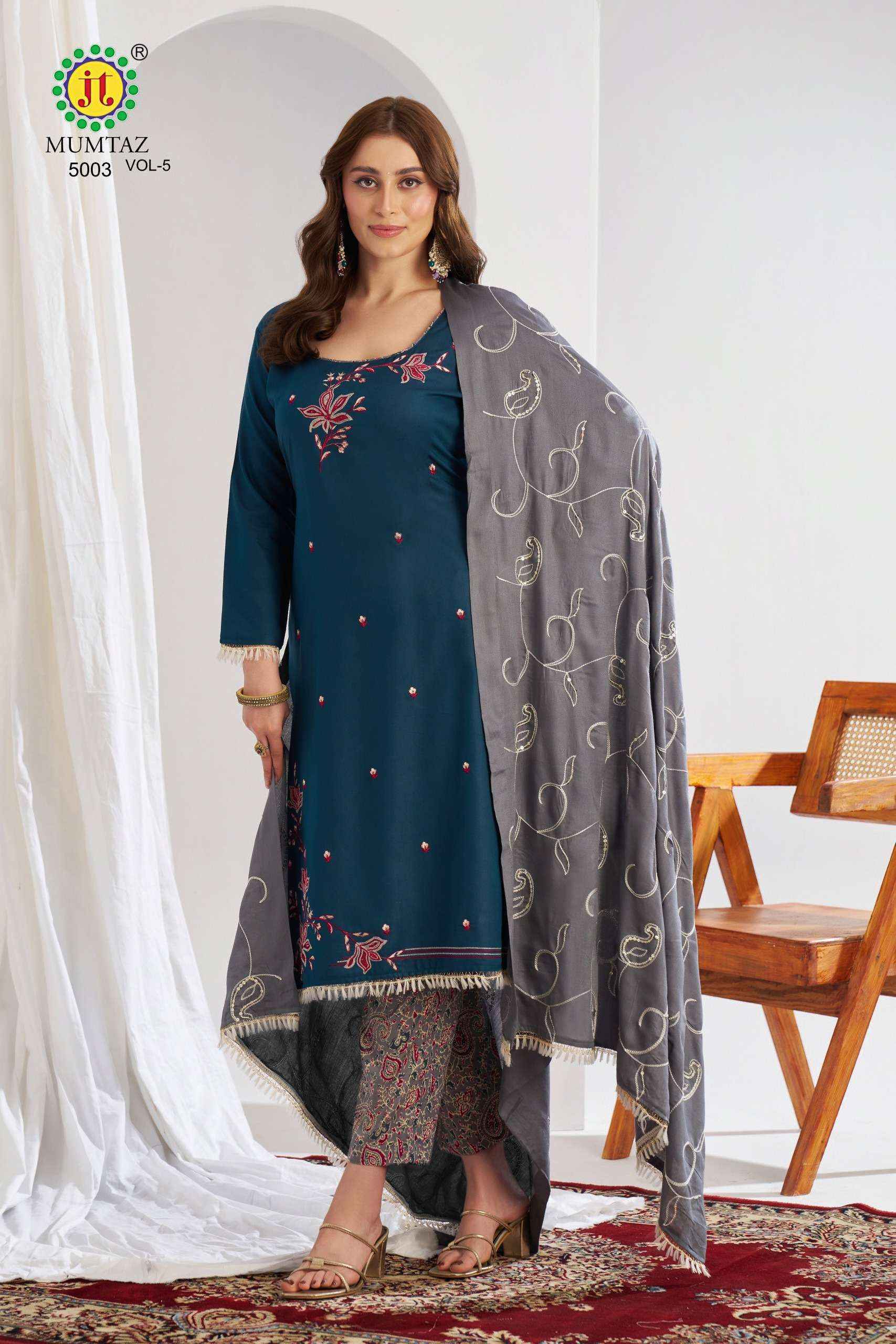 Jt Mumtaz Vol 5 Rayon Dress Material Latest Catalog ( 5 pcs Catalogue )