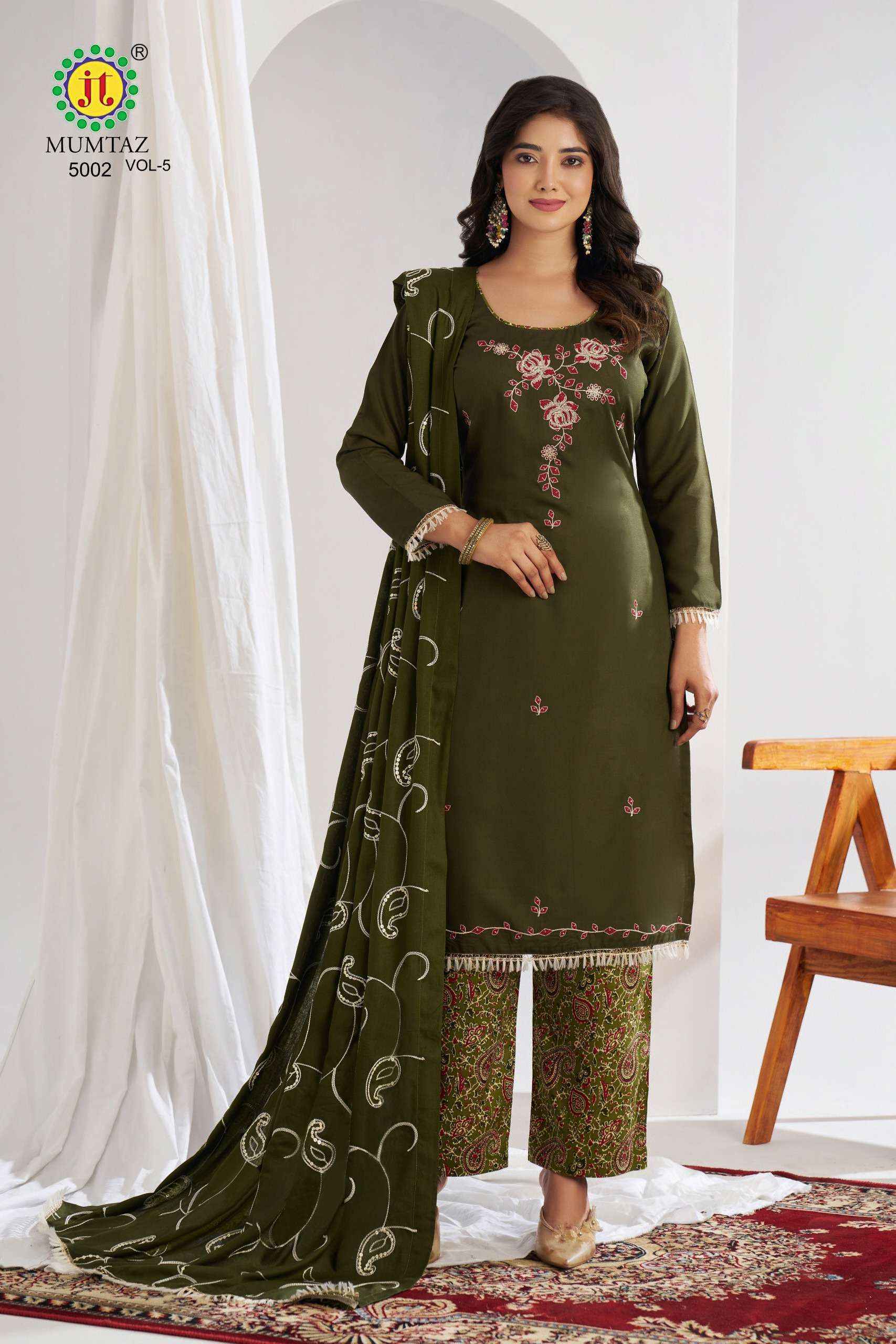 Jt Mumtaz Vol 5 Rayon Dress Material Latest Catalog ( 5 pcs Catalogue )