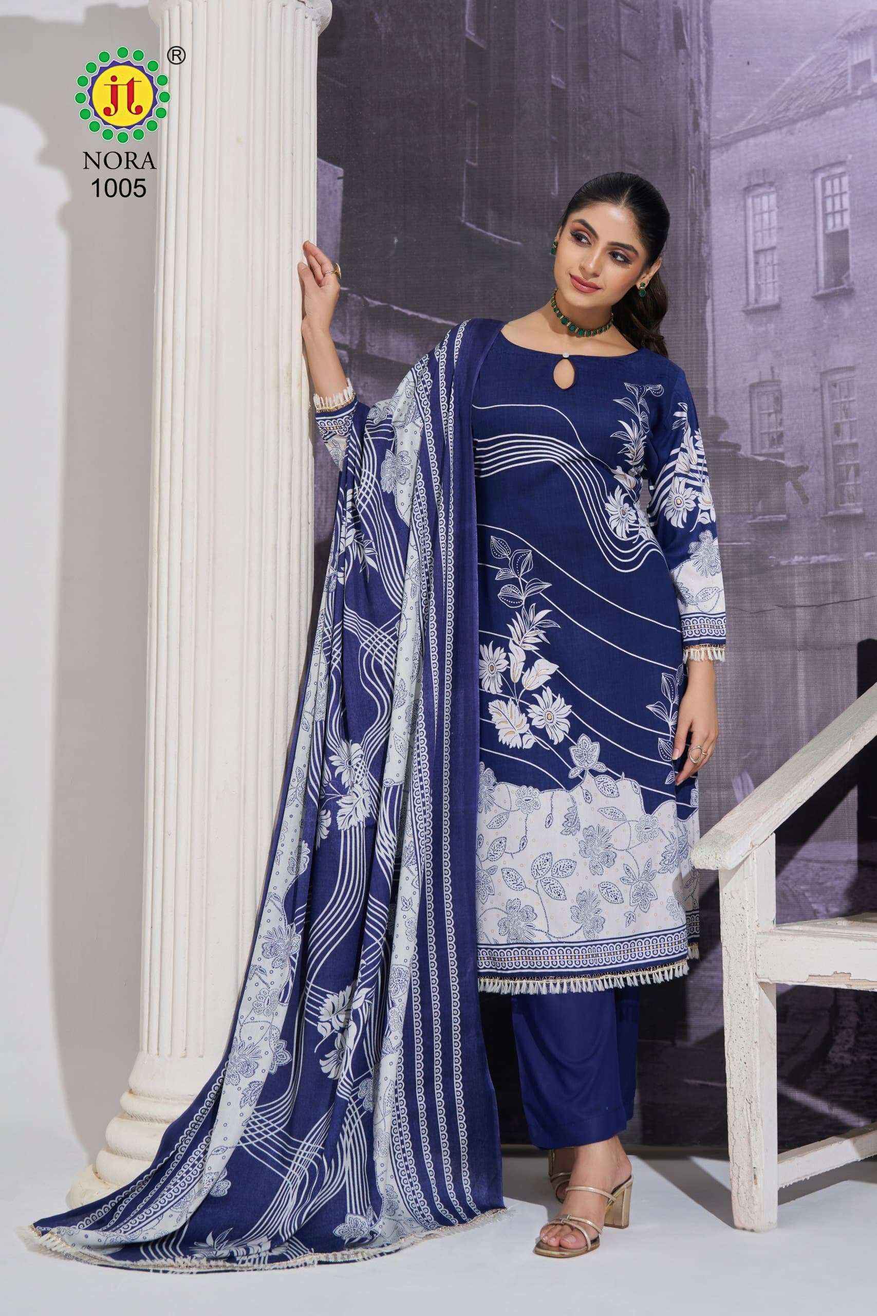 Jt Nora Rayon Dress Material Wholesale Surat ( 5 pcs Catalogue )