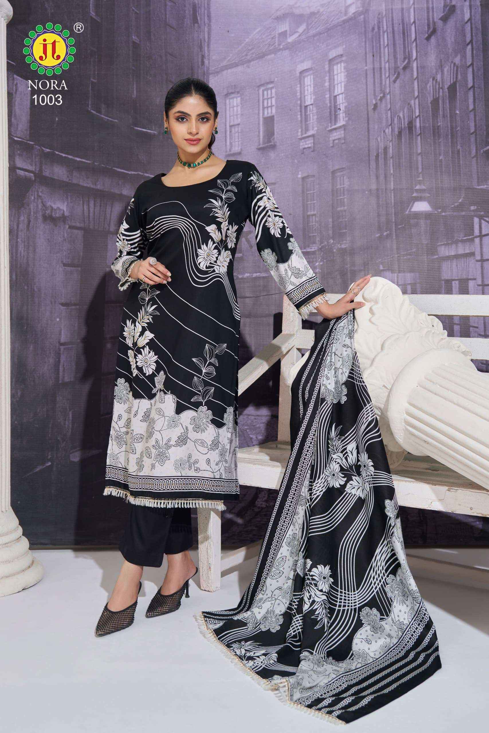 Jt Nora Rayon Dress Material Wholesale Surat ( 5 pcs Catalogue )