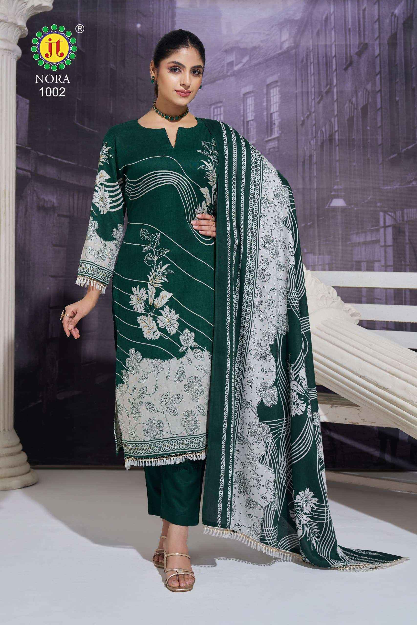 Jt Nora Rayon Dress Material Wholesale Surat ( 5 pcs Catalogue )
