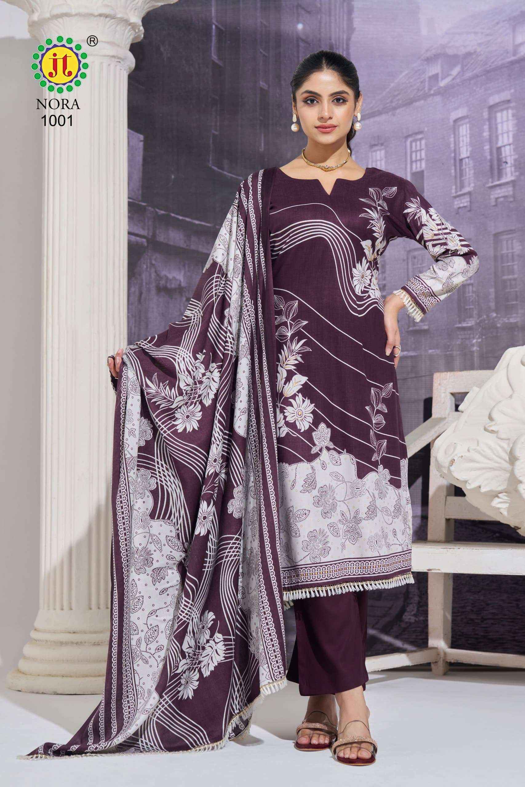 Jt Nora Rayon Dress Material Wholesale Surat ( 5 pcs Catalogue )