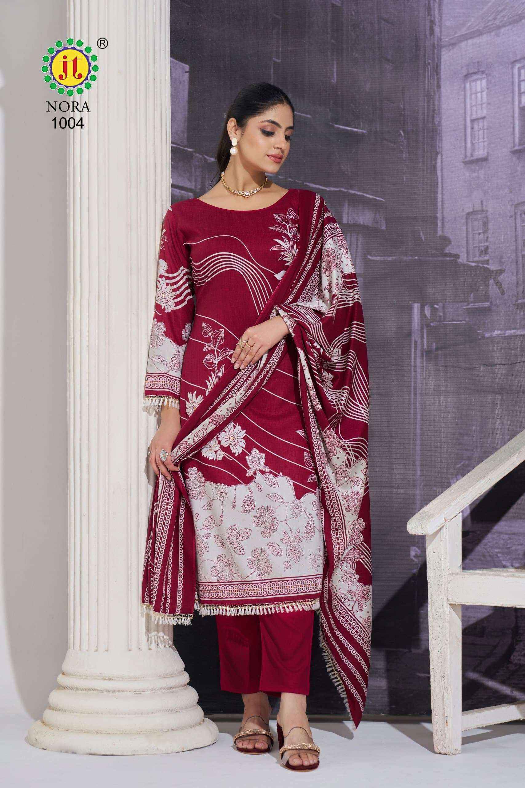 Jt Nora Rayon Dress Material Wholesale Surat ( 5 pcs Catalogue )