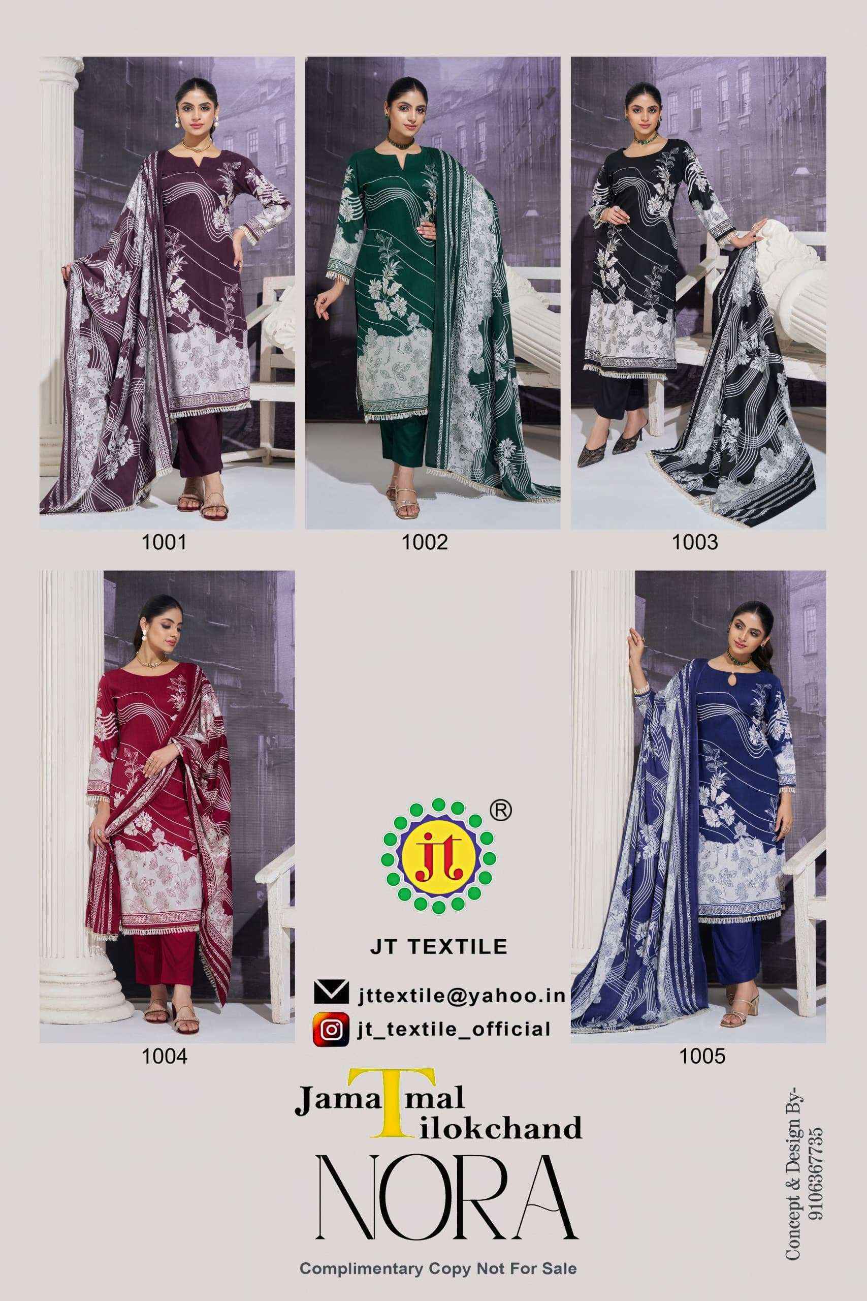 Jt Nora Rayon Dress Material Wholesale Surat ( 5 pcs Catalogue )