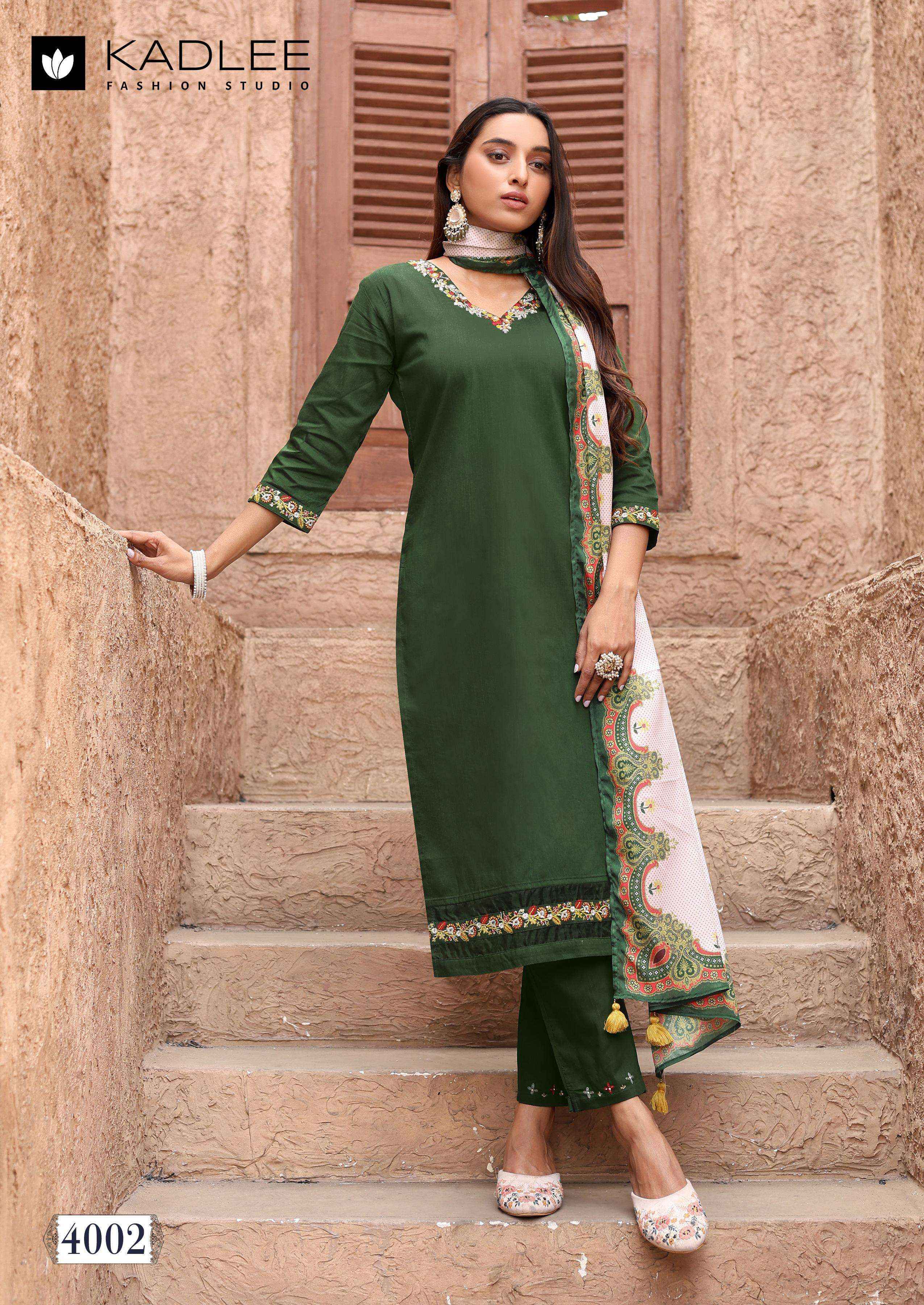 KADLEE FASHION NAKASHI COTTON FANCY WORKS LADIES KURTI COMBO SET ( 4 PCS CATALOG )