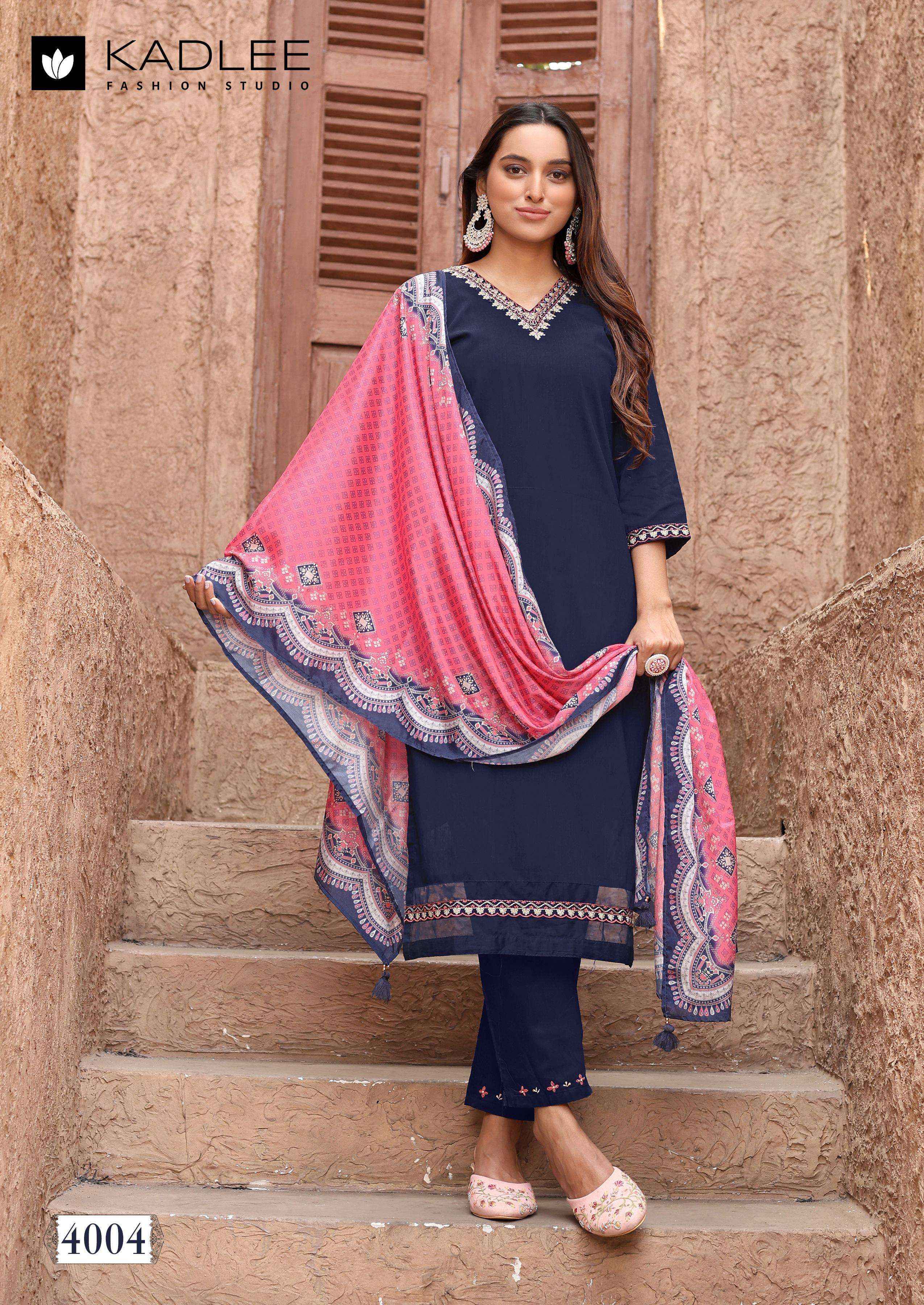 KADLEE FASHION NAKASHI COTTON FANCY WORKS LADIES KURTI COMBO SET ( 4 PCS CATALOG )