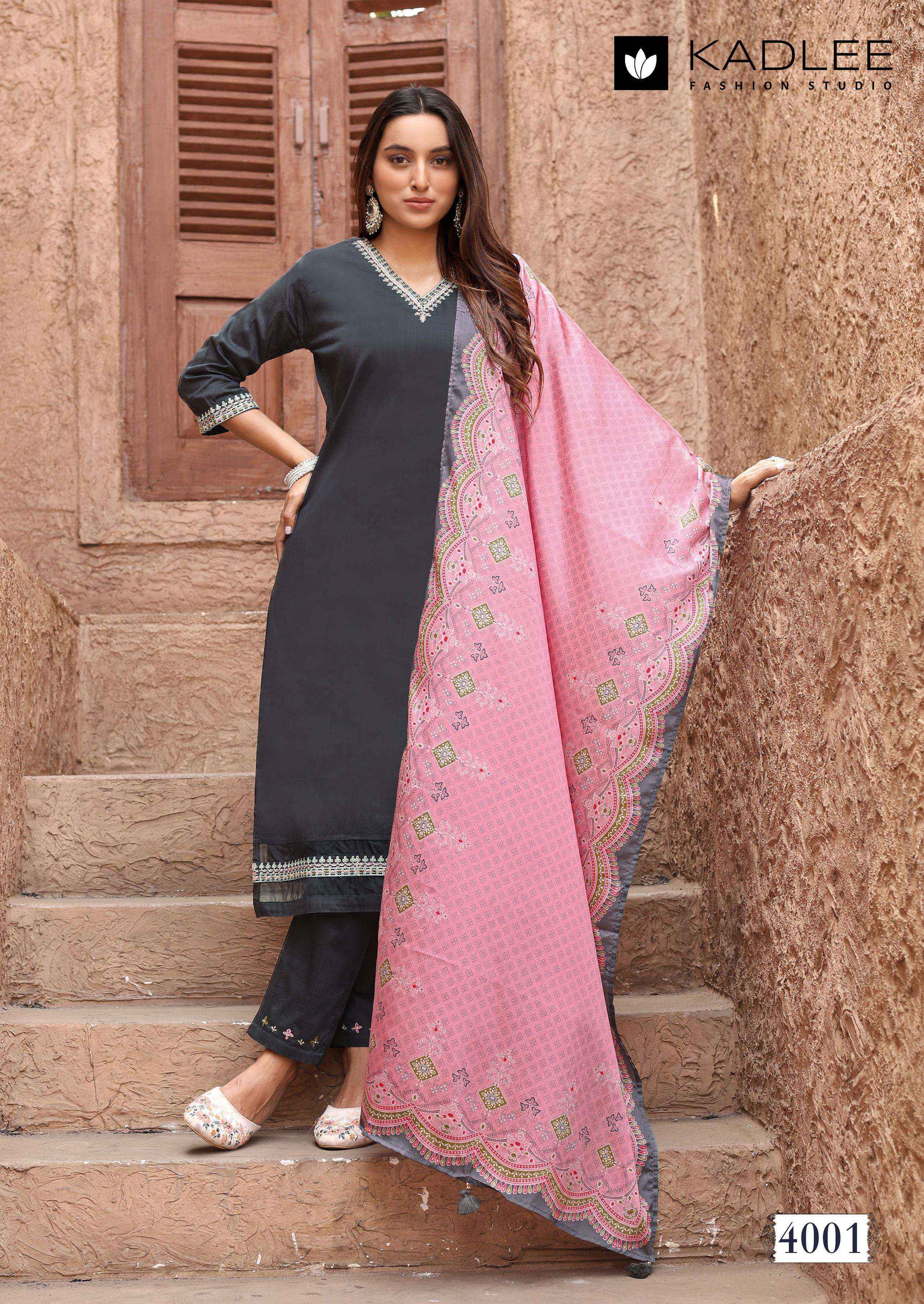 KADLEE FASHION NAKASHI COTTON FANCY WORKS LADIES KURTI COMBO SET ( 4 PCS CATALOG )