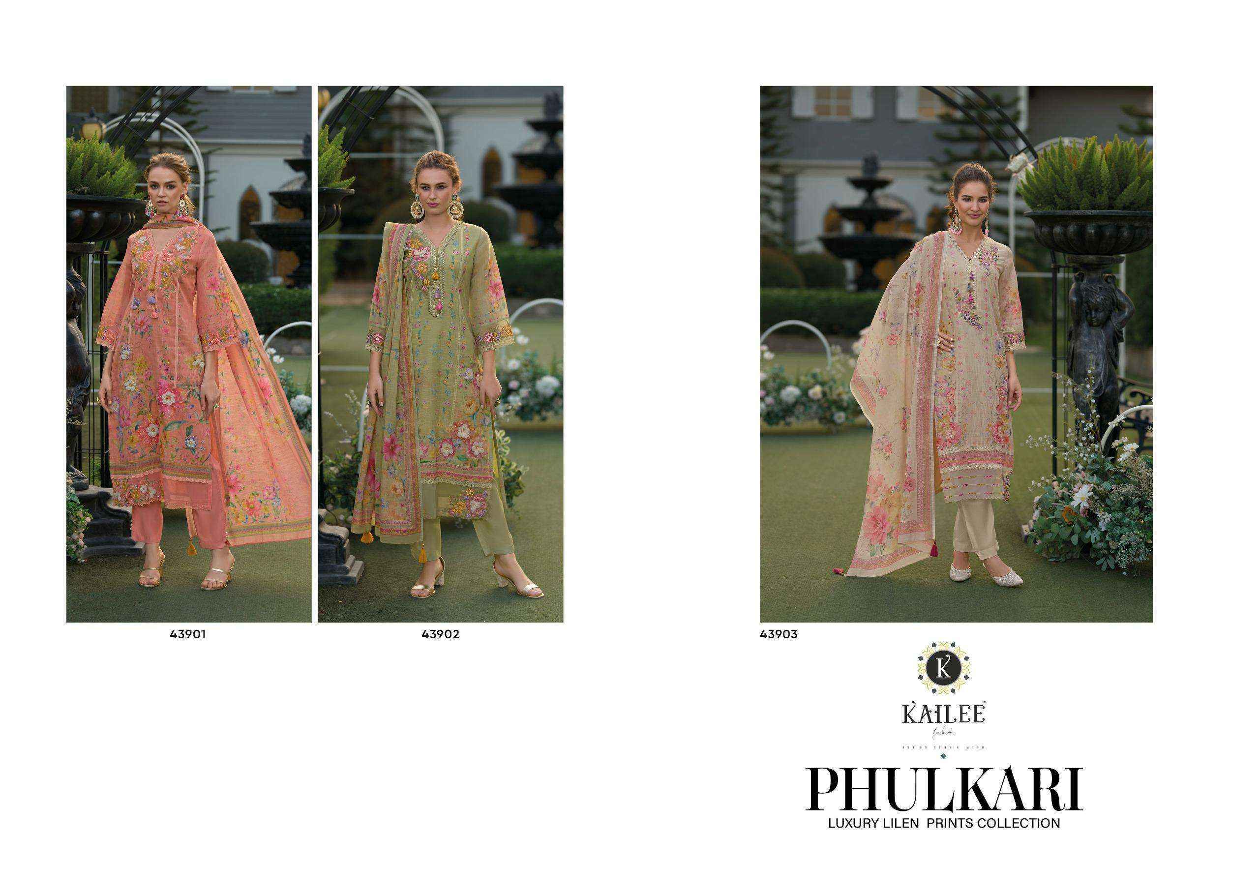 Kailee Fashion Phulkari Linen Cotton Kurti Combo Set Wholesale Price ( 3 Pcs Catalog )