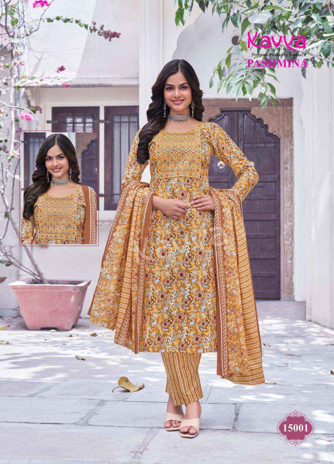 Kavya Pashmina Vol 15 Cotton Kurti Combo Set Wholesale Rate ( 10 Pcs Catalog )