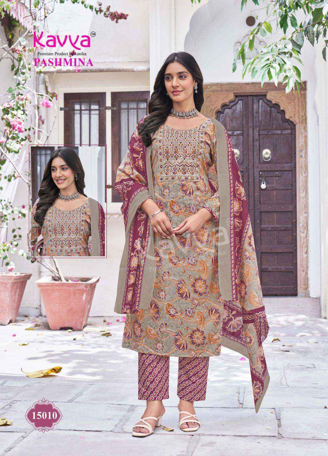 Kavya Pashmina Vol 15 Cotton Kurti Combo Set Wholesale Rate ( 10 Pcs Catalog )