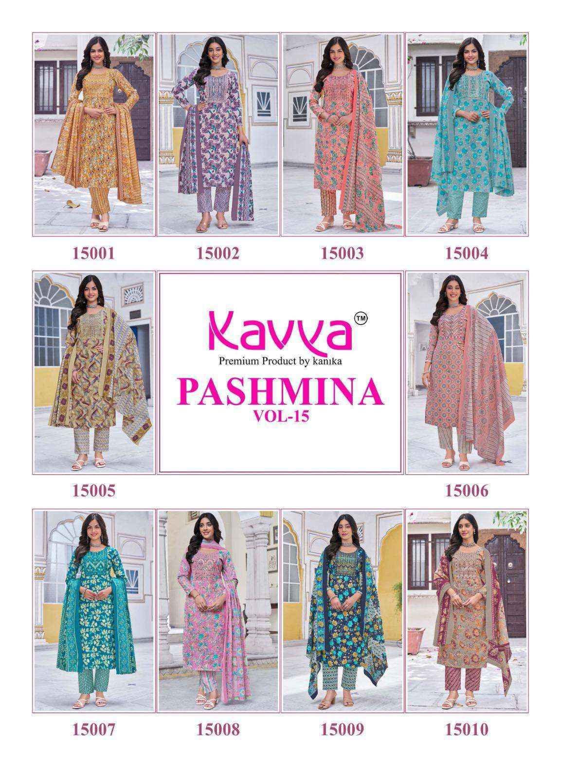Kavya Pashmina Vol 15 Cotton Kurti Combo Set Wholesale Rate ( 10 Pcs Catalog )