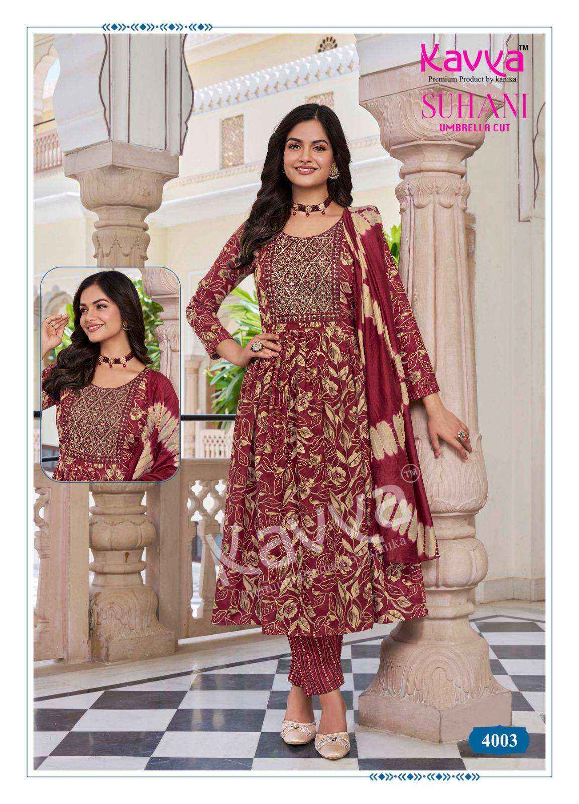 KAVYA SUHANI KAVYA SUHANI VOL 4 VISCOSE PRINT FANCY KURTI SET WHOLESALE RATE  ( 10 PCS CATALOG )