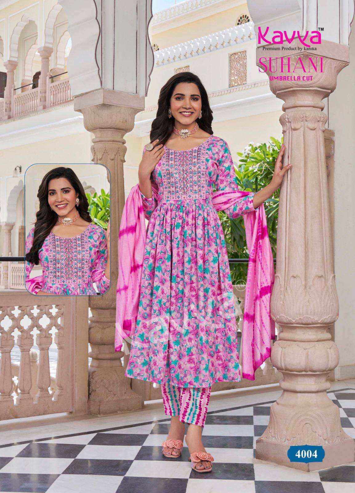 KAVYA SUHANI KAVYA SUHANI VOL 4 VISCOSE PRINT FANCY KURTI SET WHOLESALE RATE  ( 10 PCS CATALOG )