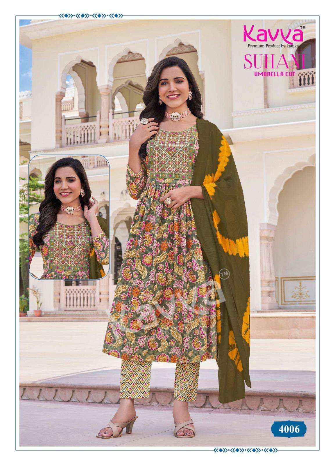 KAVYA SUHANI KAVYA SUHANI VOL 4 VISCOSE PRINT FANCY KURTI SET WHOLESALE RATE  ( 10 PCS CATALOG )