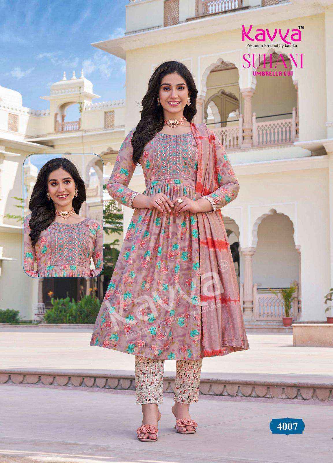 KAVYA SUHANI KAVYA SUHANI VOL 4 VISCOSE PRINT FANCY KURTI SET WHOLESALE RATE  ( 10 PCS CATALOG )