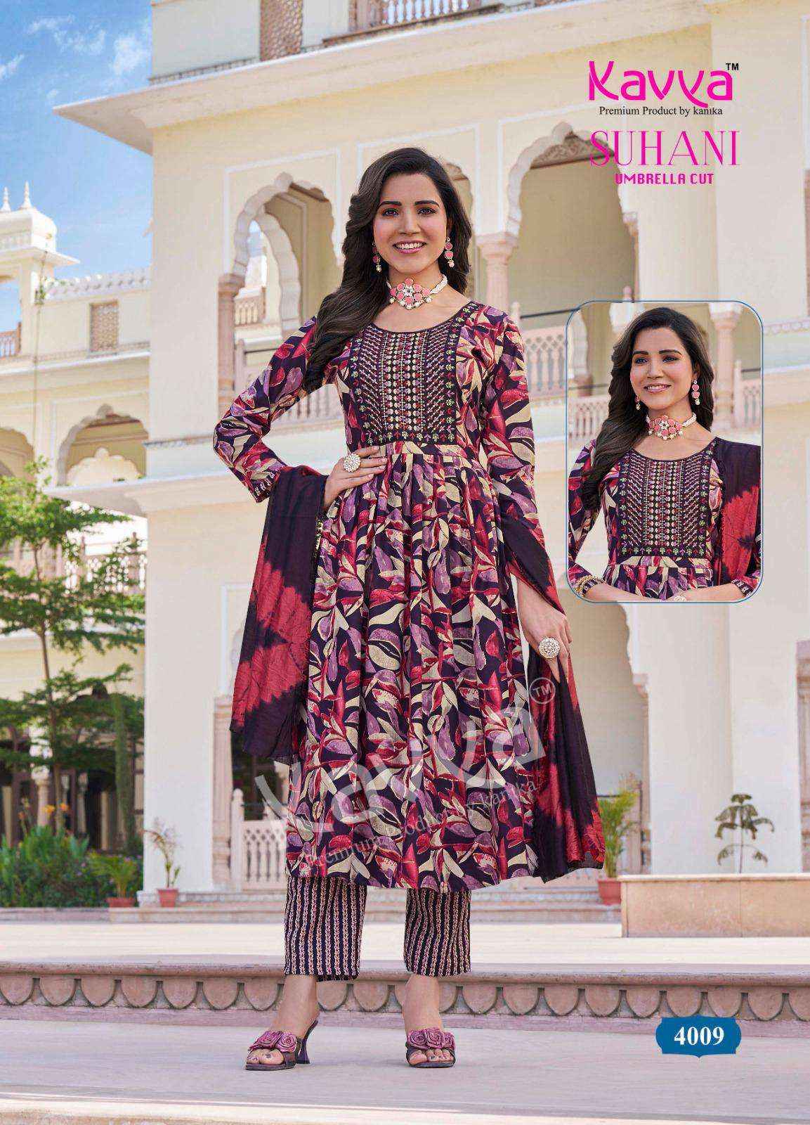 KAVYA SUHANI KAVYA SUHANI VOL 4 VISCOSE PRINT FANCY KURTI SET WHOLESALE RATE  ( 10 PCS CATALOG )