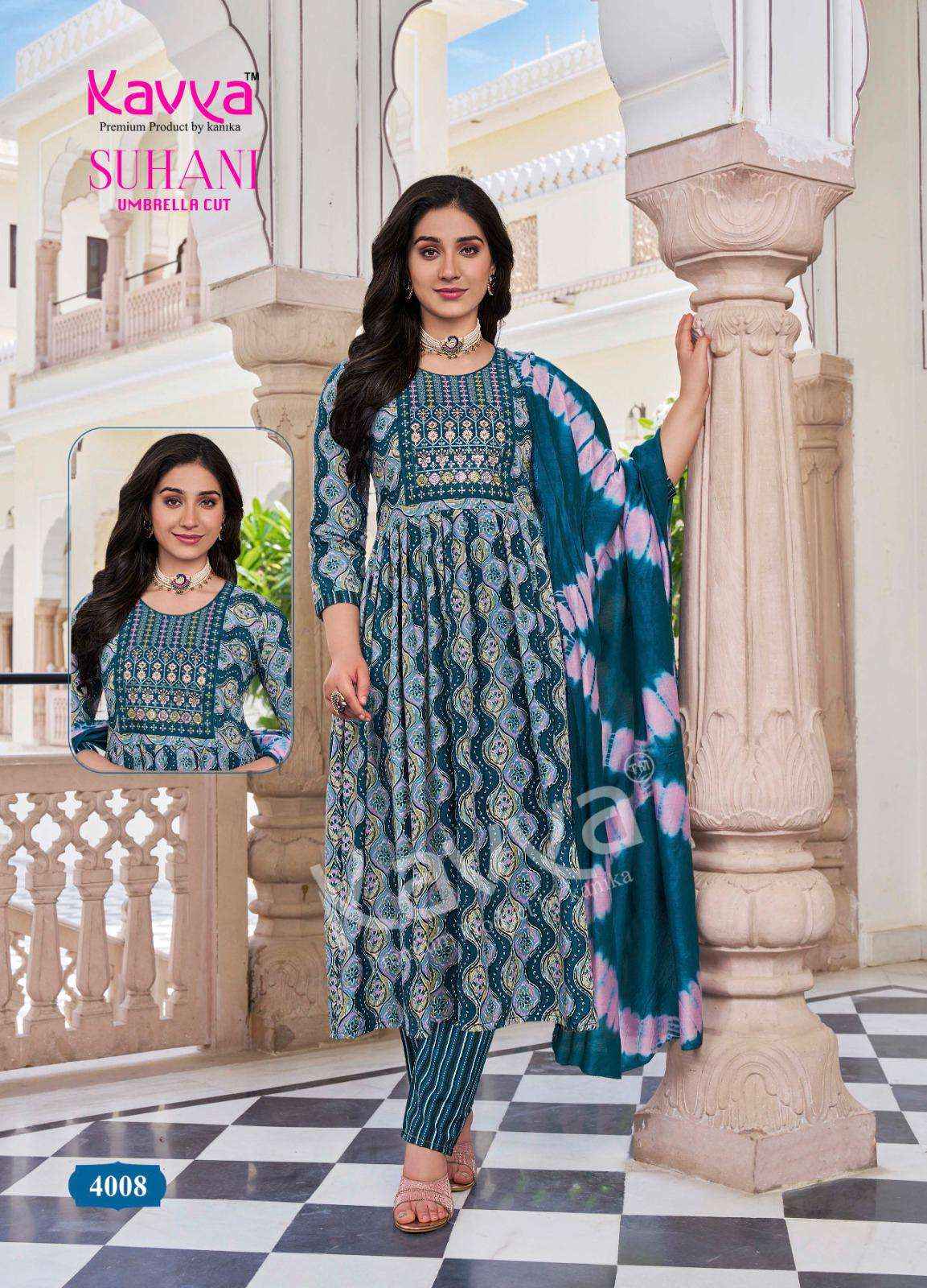 KAVYA SUHANI KAVYA SUHANI VOL 4 VISCOSE PRINT FANCY KURTI SET WHOLESALE RATE  ( 10 PCS CATALOG )