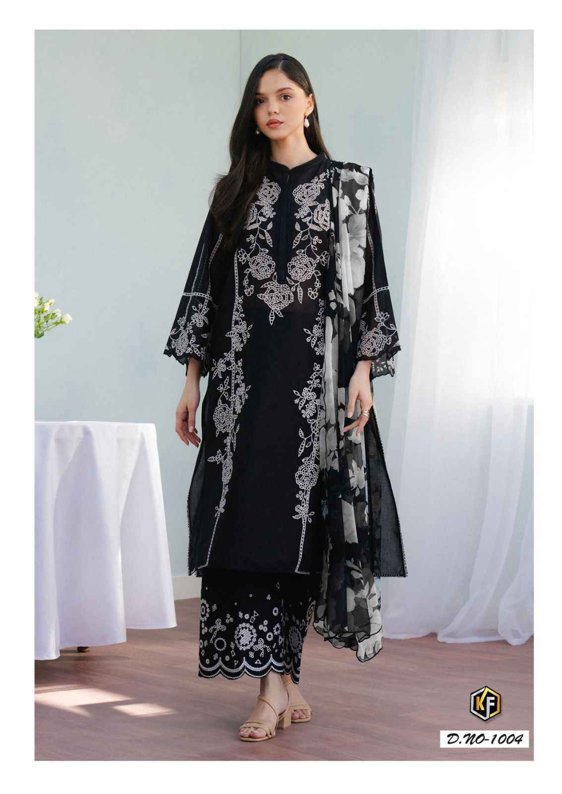 Keval Fab Image Black & White Cotton Dress Material Wholesale Surat (  6 pcs Catalogue )
