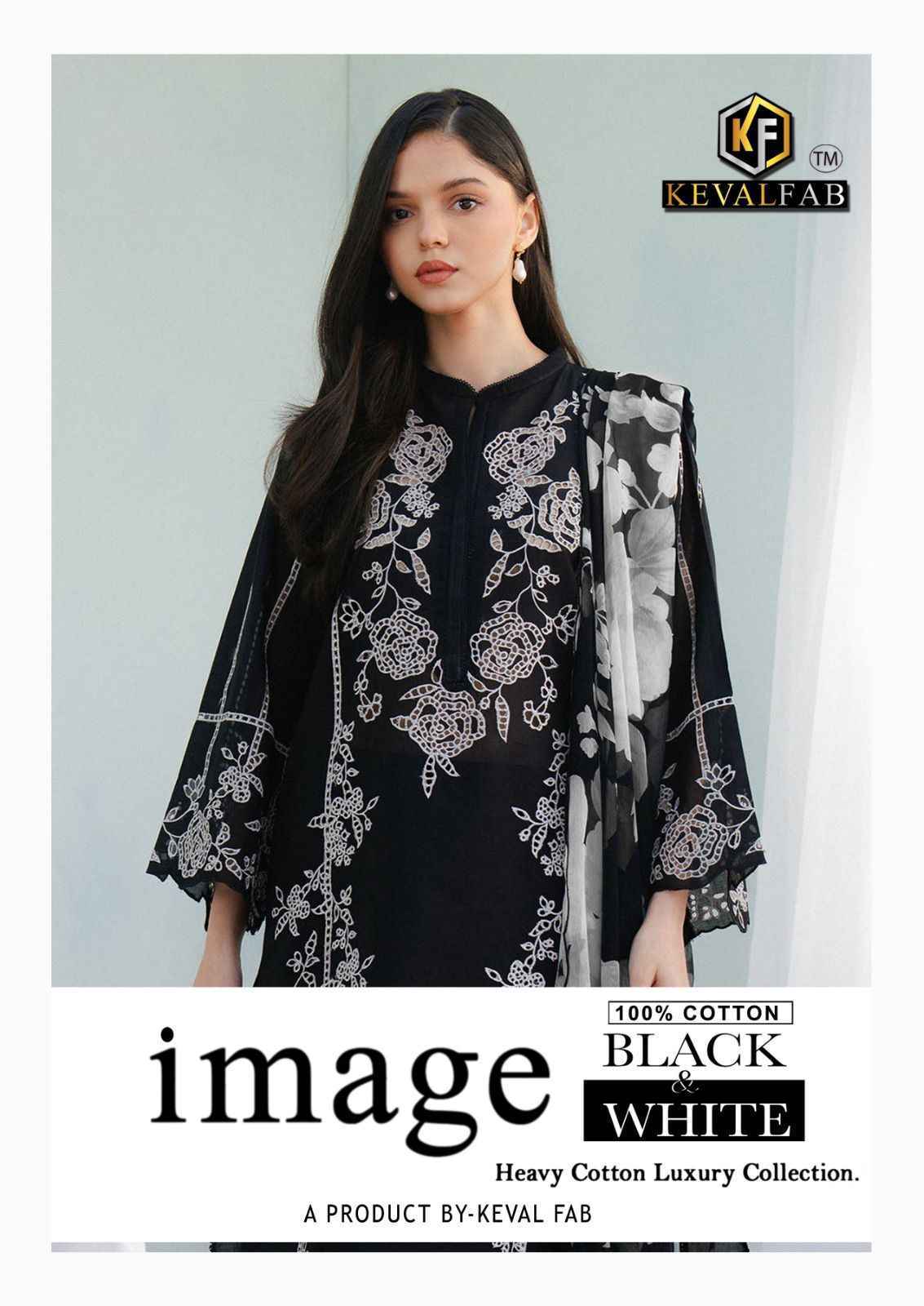 Keval Fab Image Black & White Cotton Dress Material Wholesale Surat (  6 pcs Catalogue )