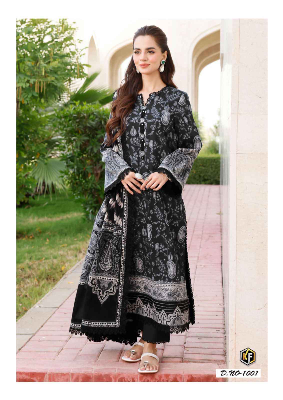 Keval Fab Image Black & White Cotton Dress Material Wholesale Surat (  6 pcs Catalogue )