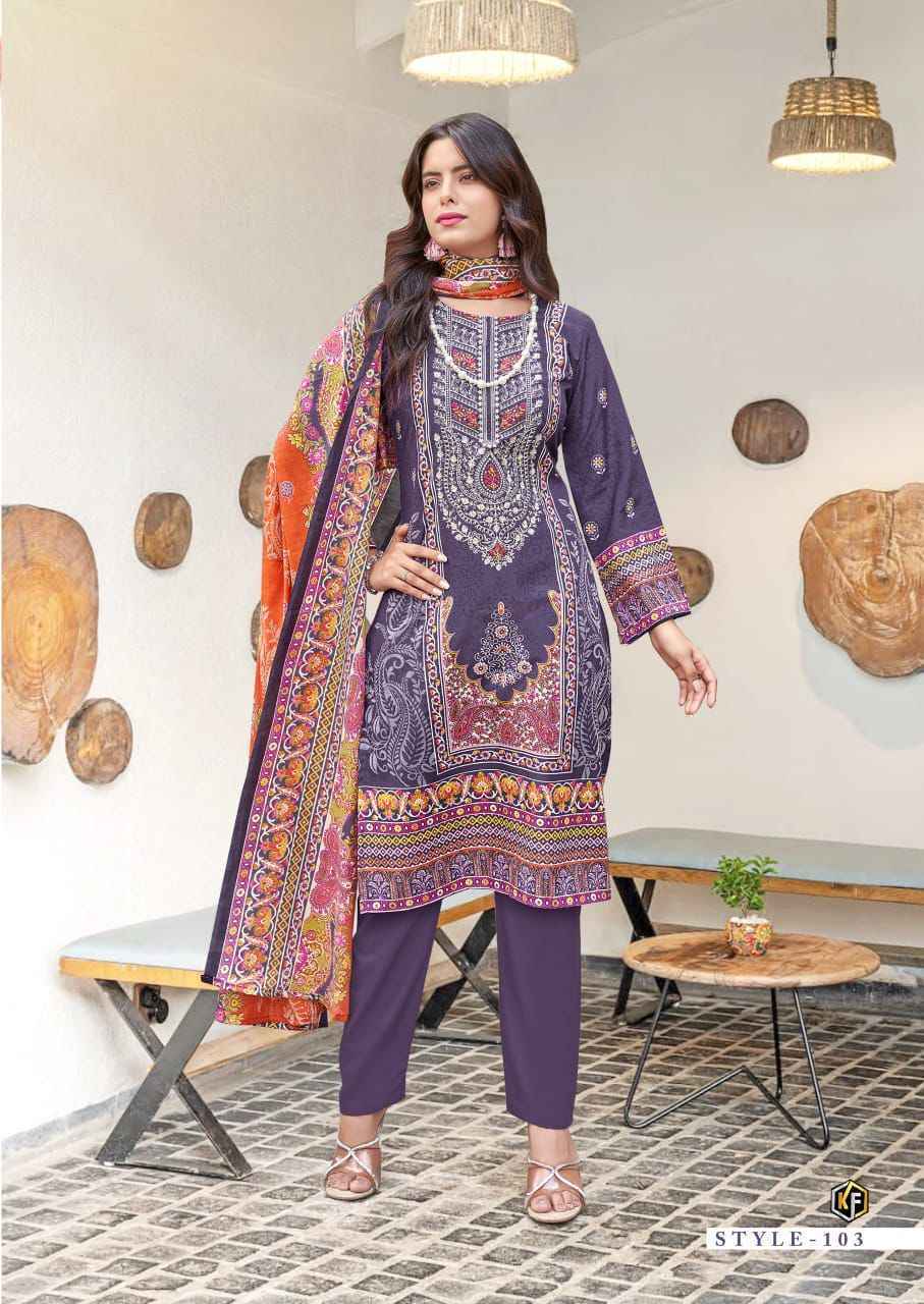 KEVAL FAB JAZMIN COTTON EMBROIDERED DRESS MATERIAL AT WHOLESALE PRICE ( 8 PCS CATALOG )