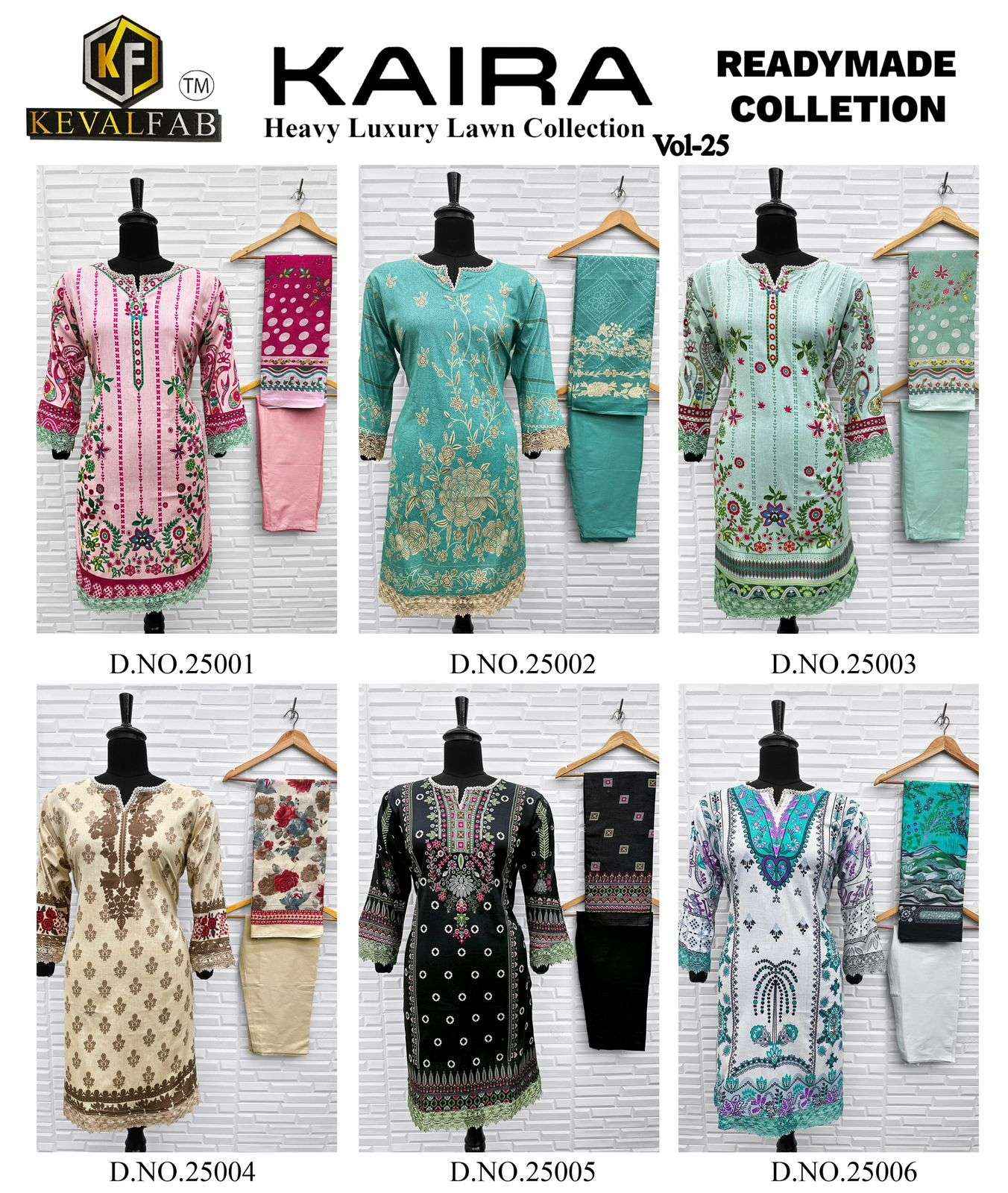 KEVAL FAB KAIRA VOL 25 READY MADE COLLECTION WHOLESALE PRICE ( 6 PCS CATALOG )