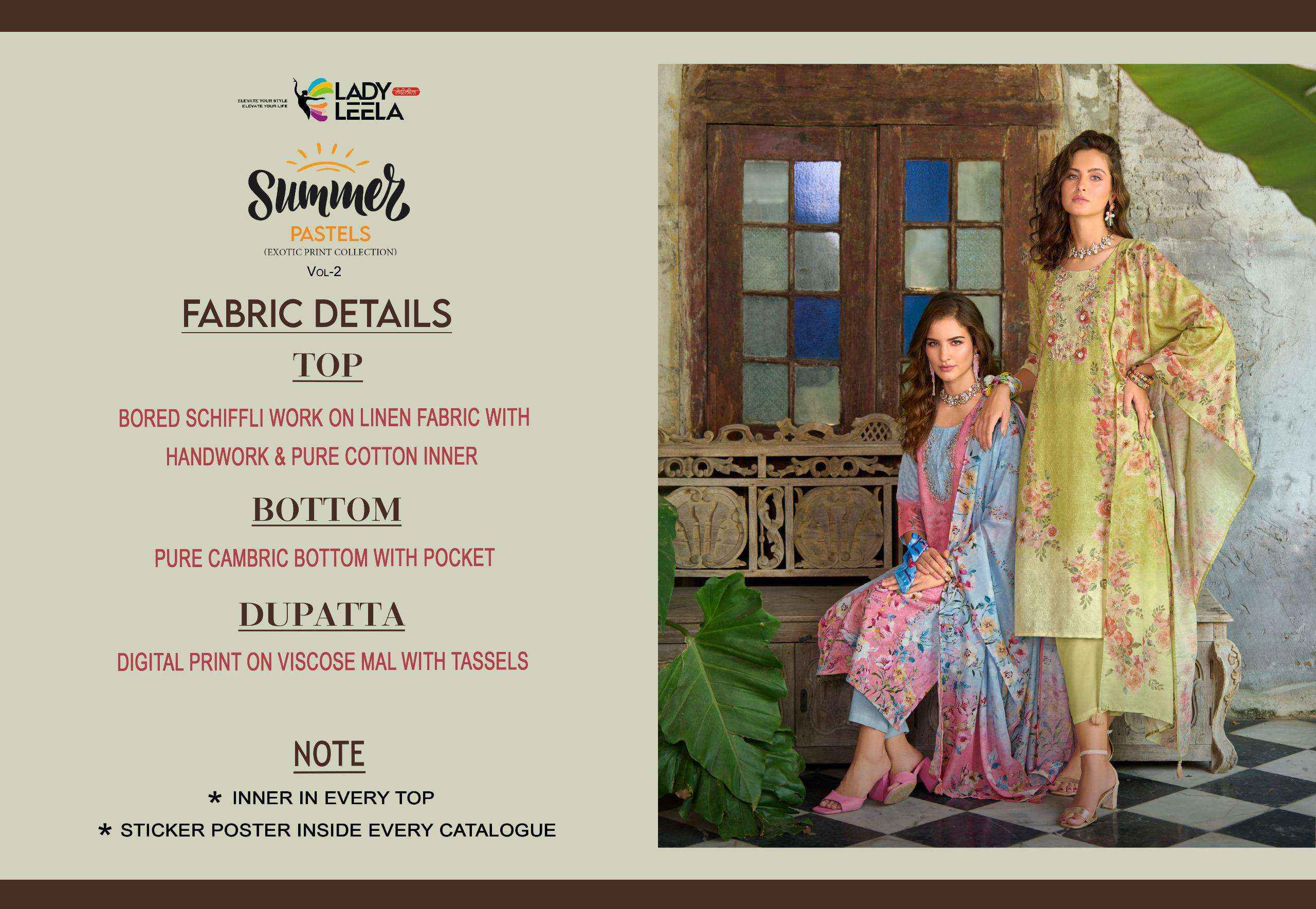 LADY LEELA SUMMER PASTELS VOL 2 LINEN COTTON READYMADE SUITS ( 6 PCS CATALOG )